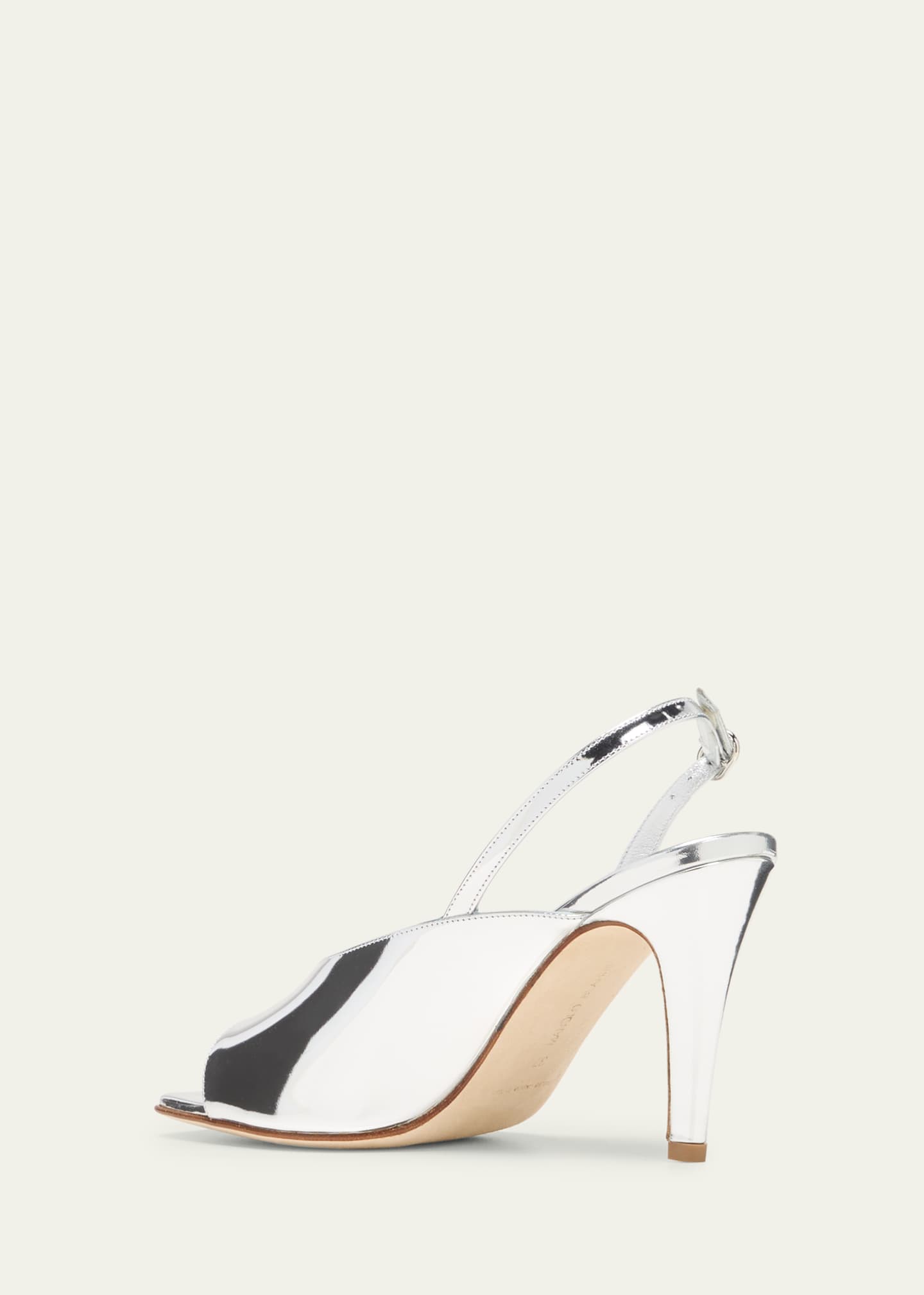 Manolo Blahnik Urtica Metallic Asymmetrical Slingback Sandals Image 2 of 3