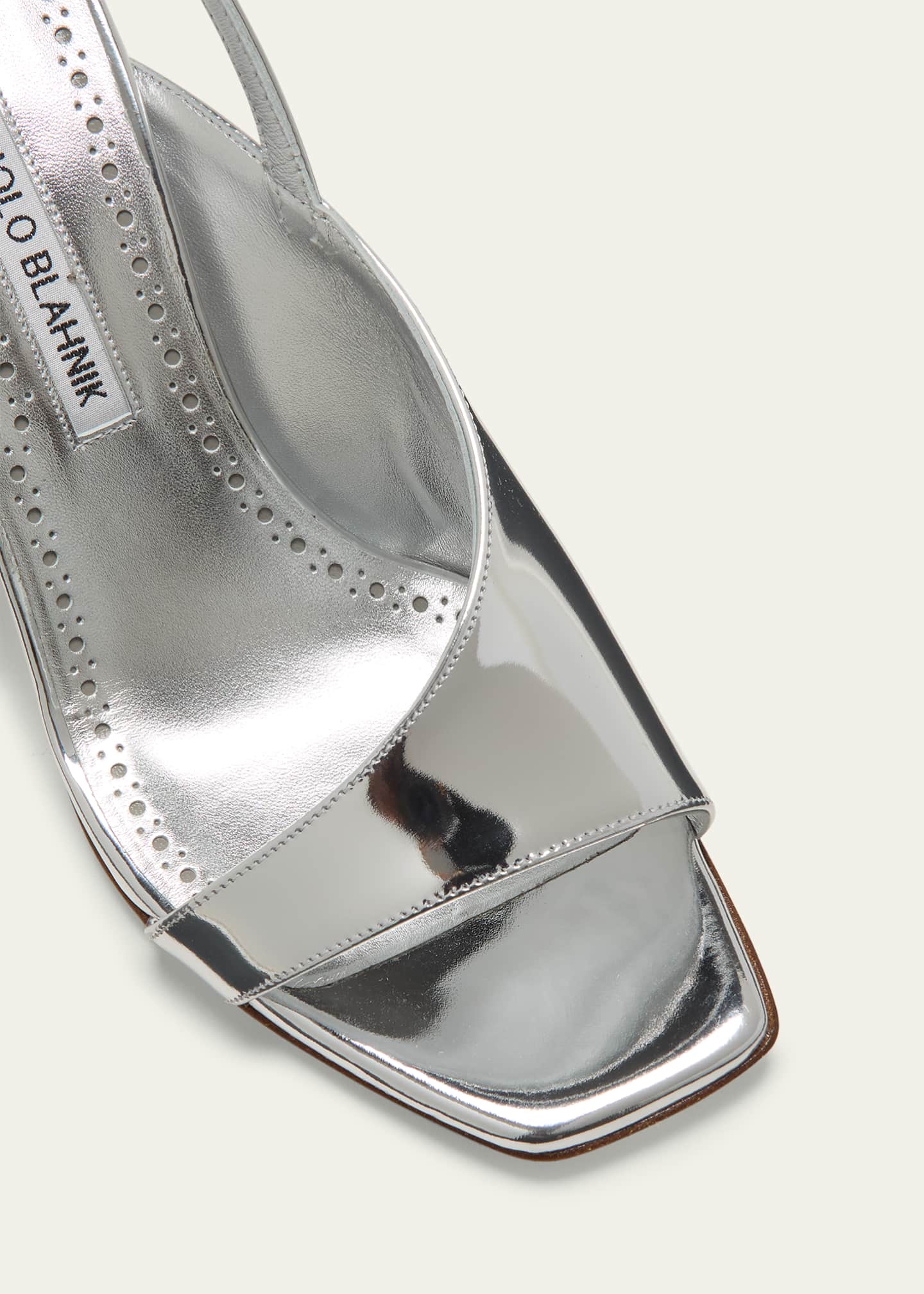 Manolo Blahnik Urtica Metallic Asymmetrical Slingback Sandals Image 3 of 3