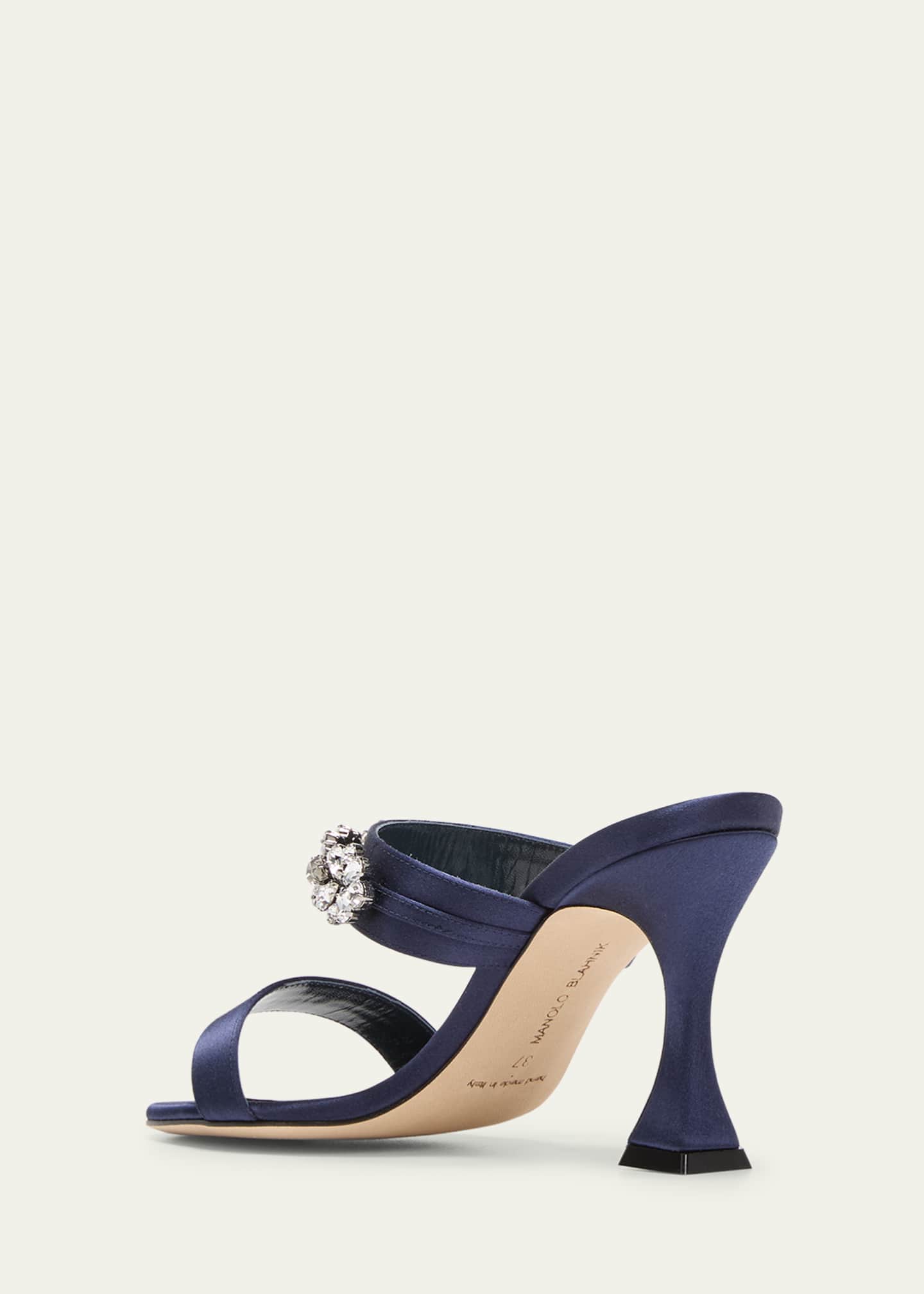 Manolo Blahnik Persan Satin Crystal Dual-Band Sandals Image 2 of 3