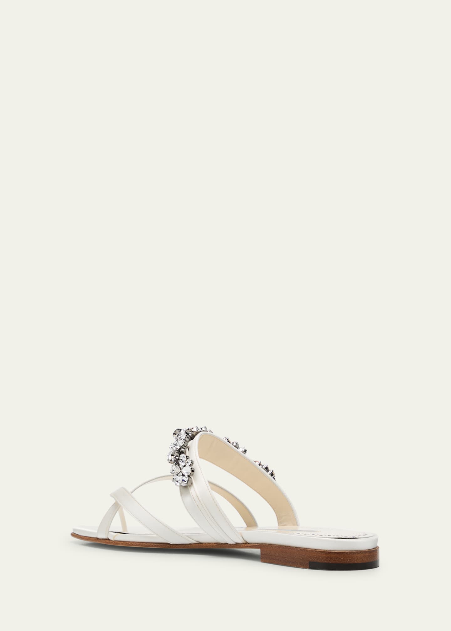 Manolo Blahnik Perlusa Satin Crystal Slide Sandals