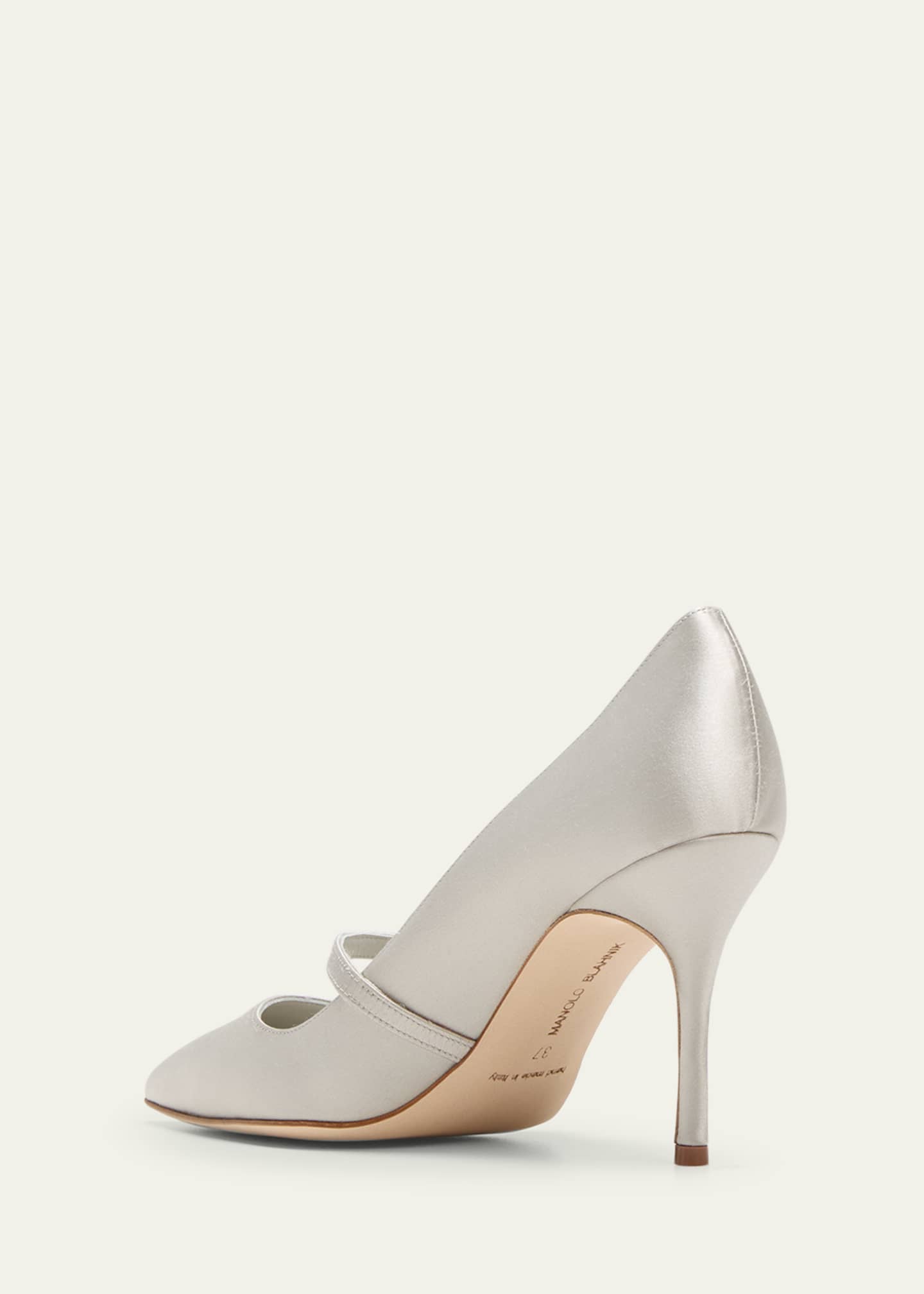 Manolo Blahnik Ramima Fabio Satin Mary Jane Pumps Image 2 of 3