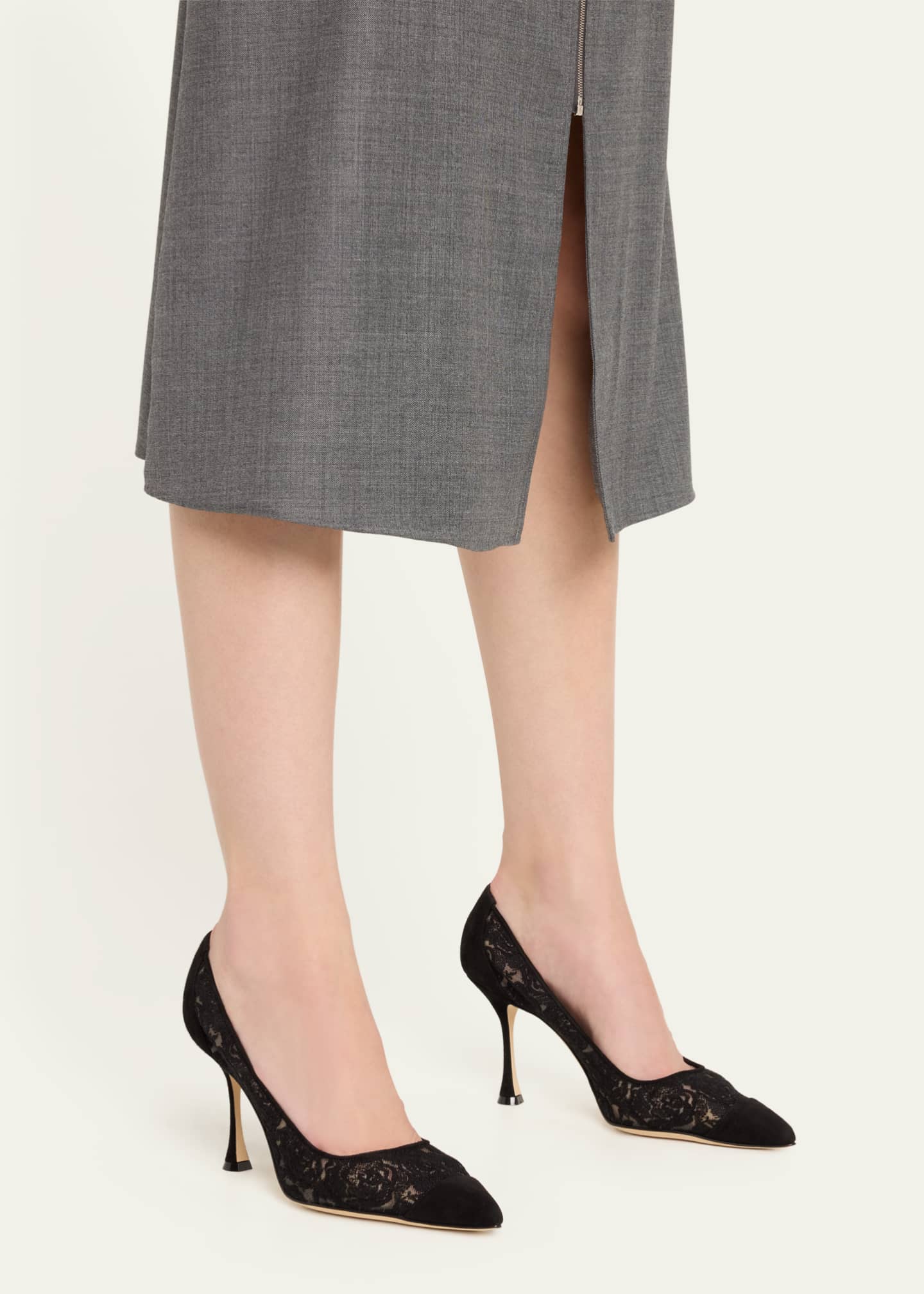 Manolo Blahnik Sololaria Pointed Lace Pumps Image 2 of 5