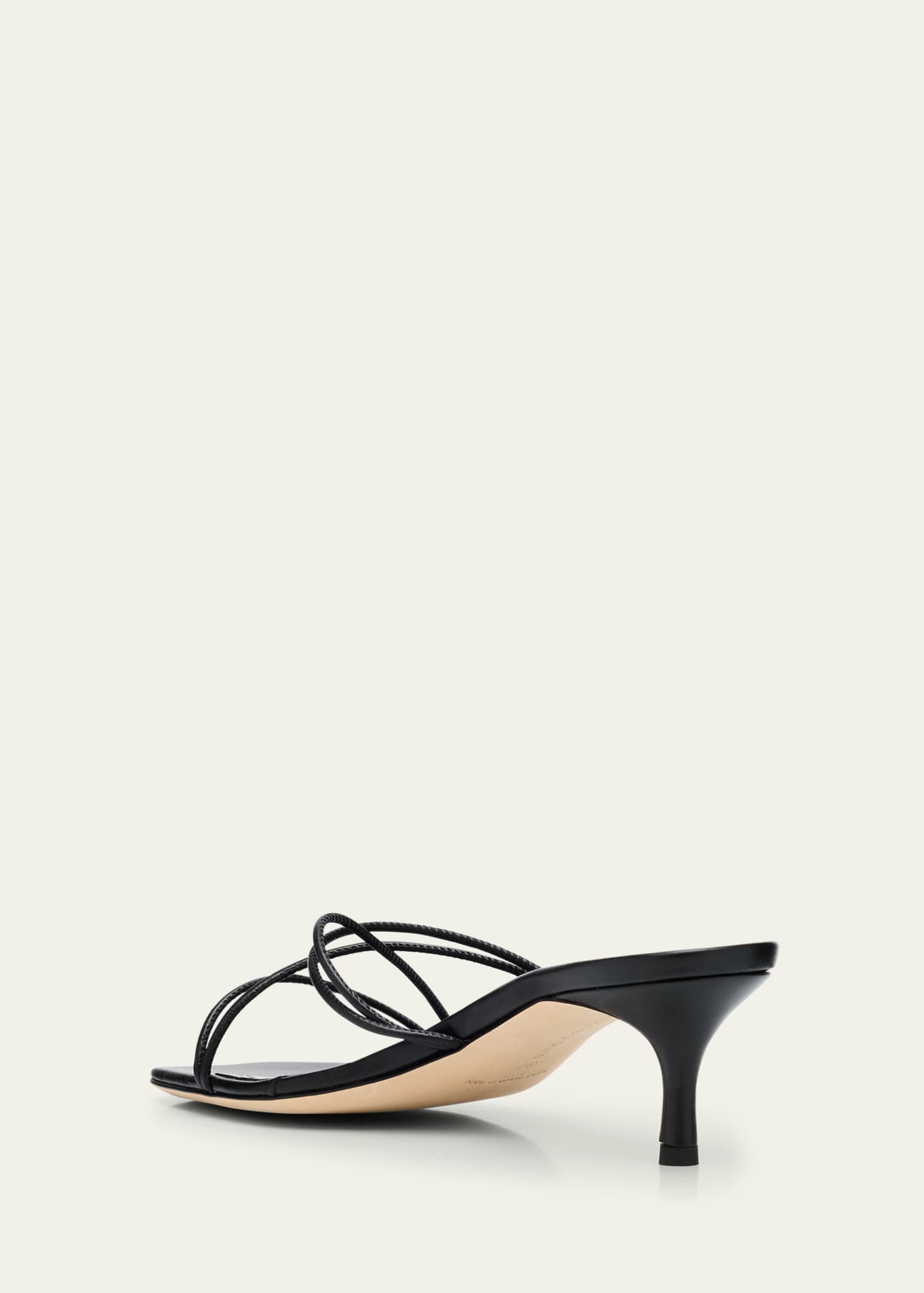 Manolo Blahnik Strappy Leather Kitten-Heel Mule Sandals Image 2 of 4