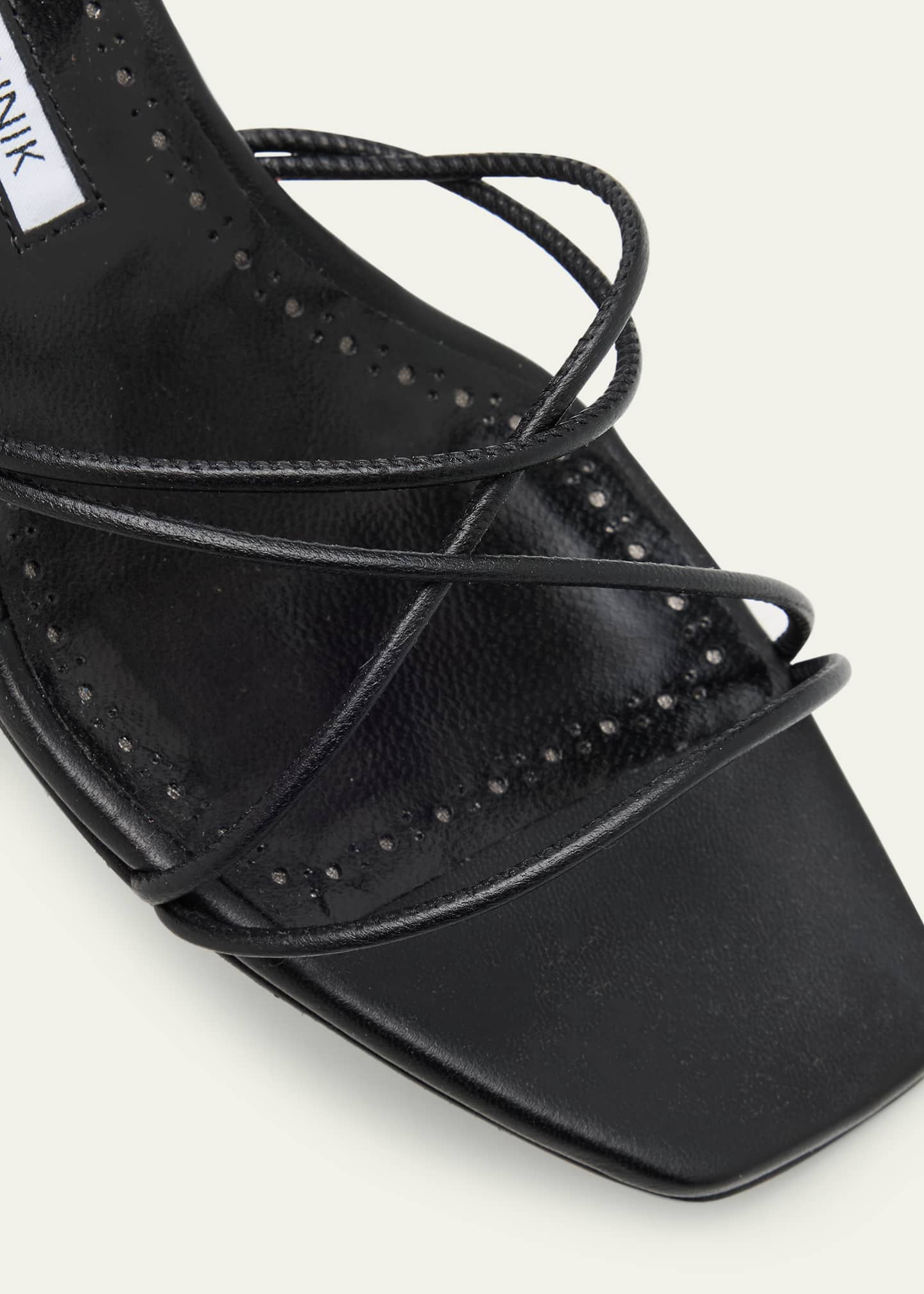 Manolo Blahnik Strappy Leather Kitten-Heel Mule Sandals Image 3 of 4