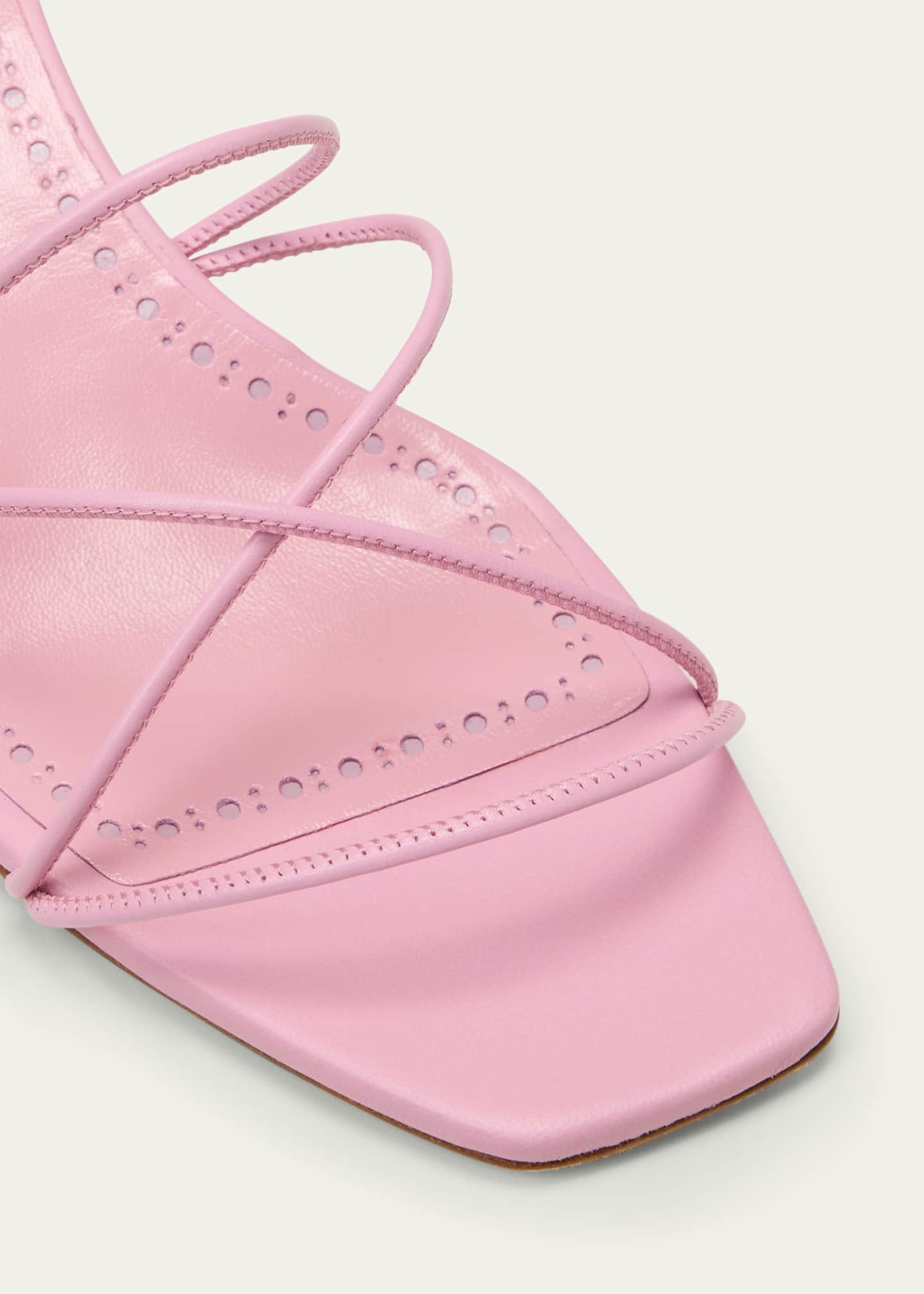 Manolo Blahnik Strappy Leather Kitten Heel Mule Sandals Bergdorf Goodman
