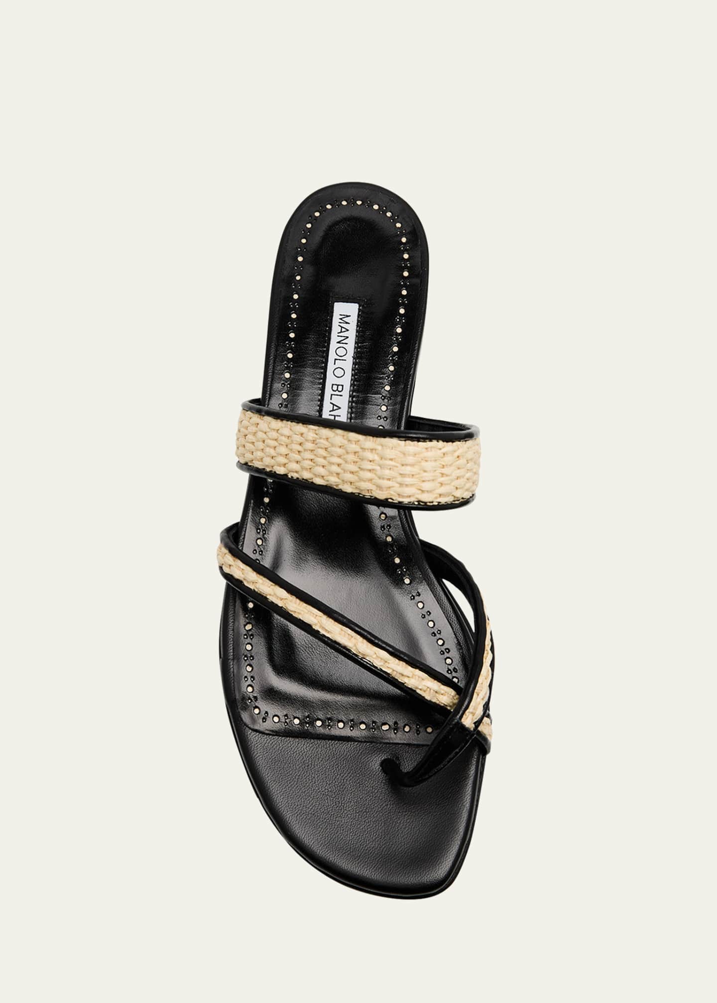 Manolo Blahnik Susara Woven Flat Slide Sandals - Bergdorf Goodman