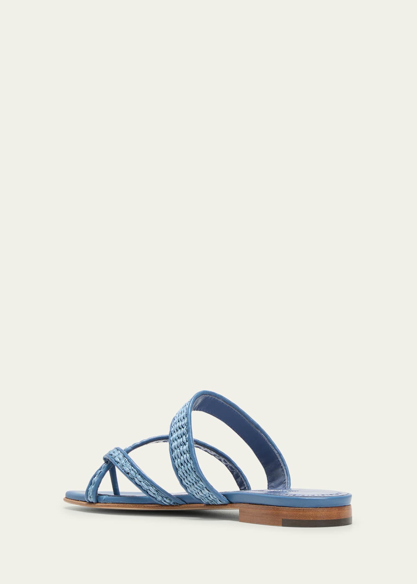 Manolo Blahnik Susara Woven Flat Slide Sandals Image 4 of 5