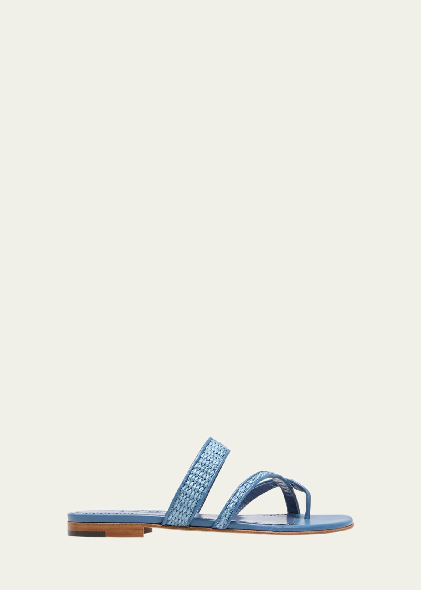 Manolo Blahnik Susara Woven Flat Slide Sandals Image 1 of 5