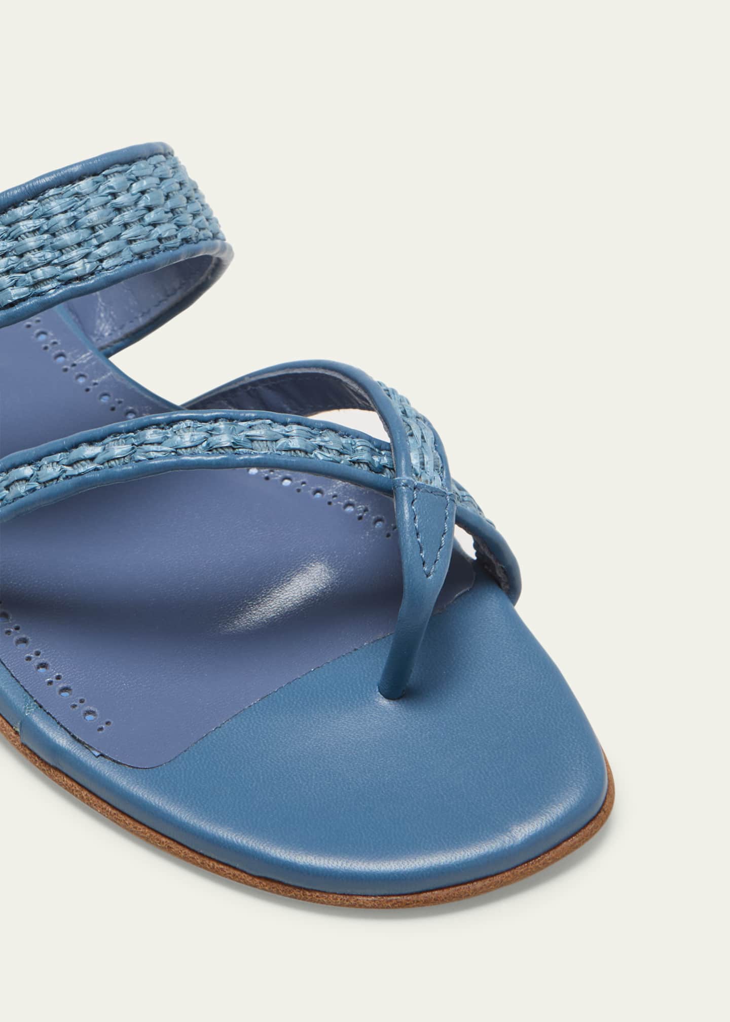 Manolo Blahnik Susara Woven Flat Slide Sandals Image 5 of 5