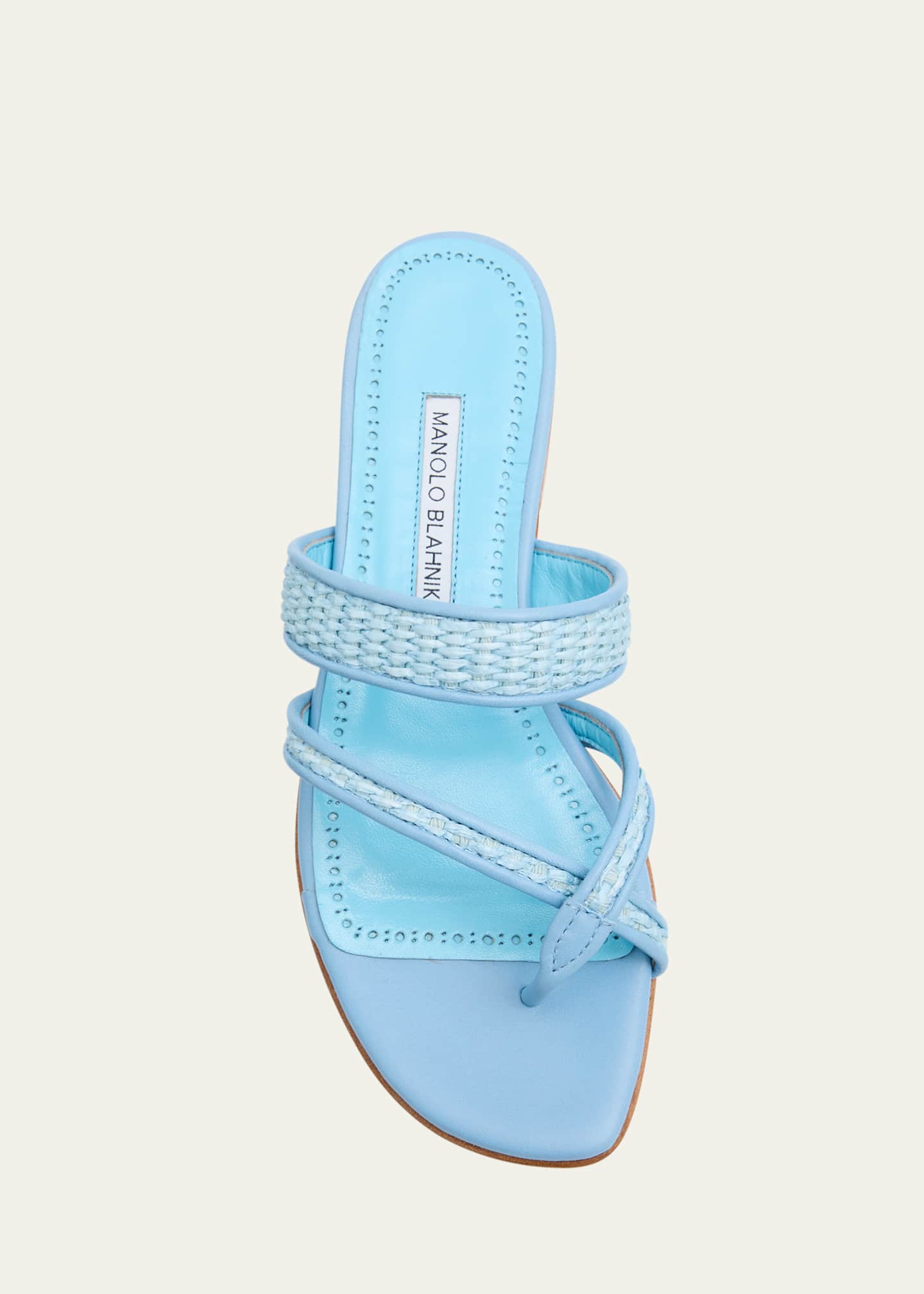 Manolo Blahnik Susara Woven Flat Slide Sandals Image 4 of 4