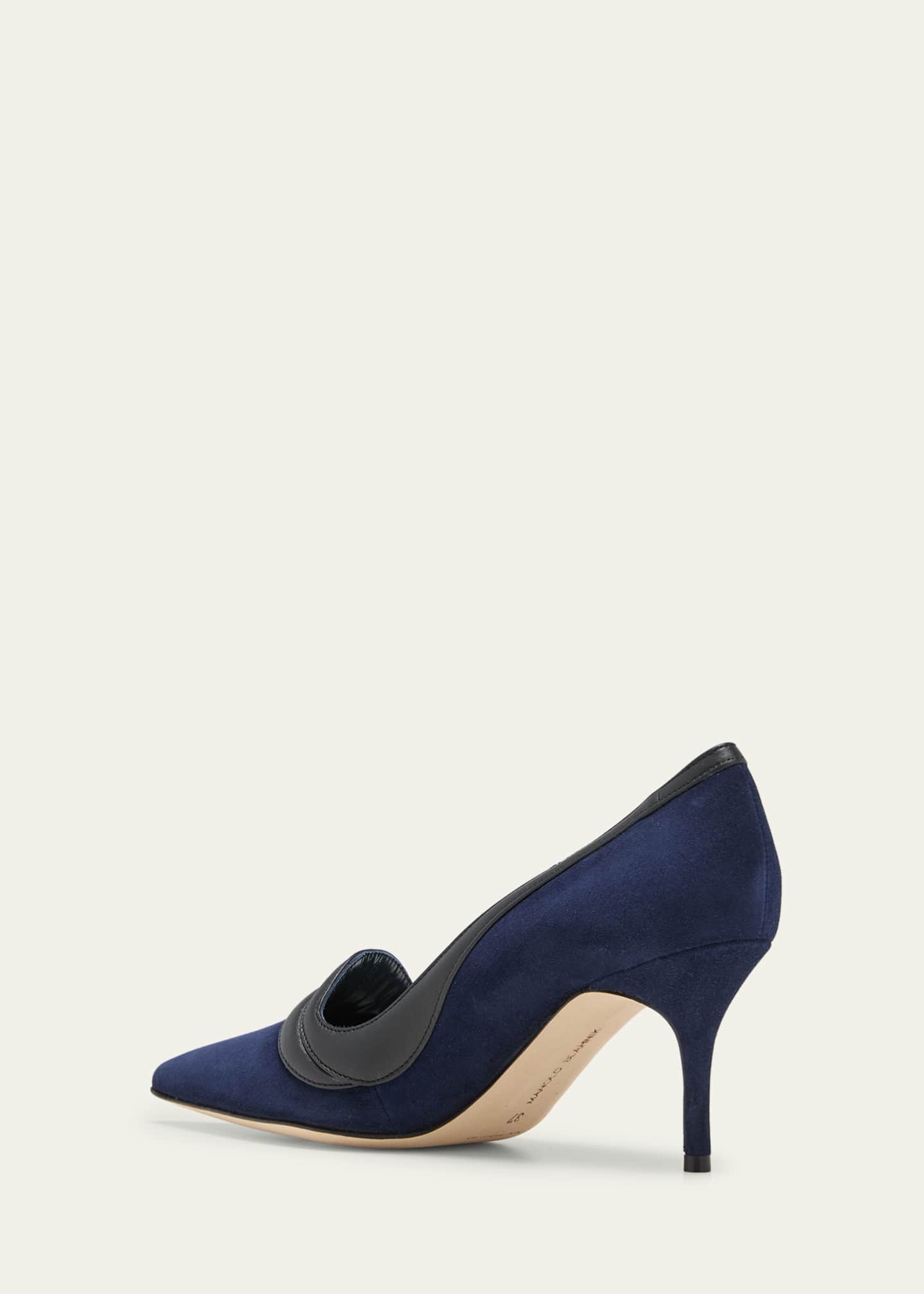 Manolo Blahnik Fabio Mixed Leather Stiletto Pumps Image 2 of 3