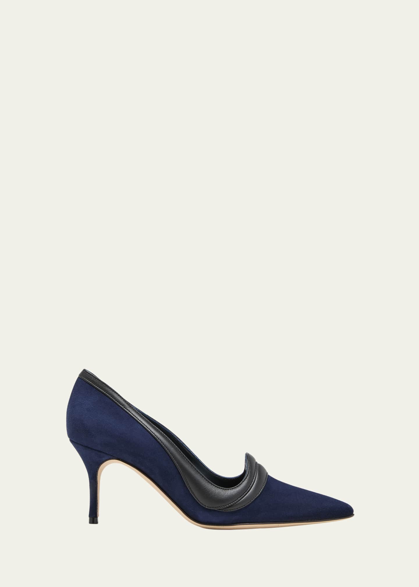 Manolo Blahnik Fabio Mixed Leather Stiletto Pumps Image 1 of 3