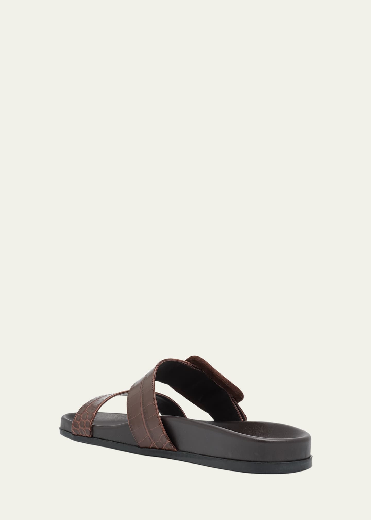 Manolo Blahnik Mayfu Fussbett Croco Slide Sandals Image 4 of 6