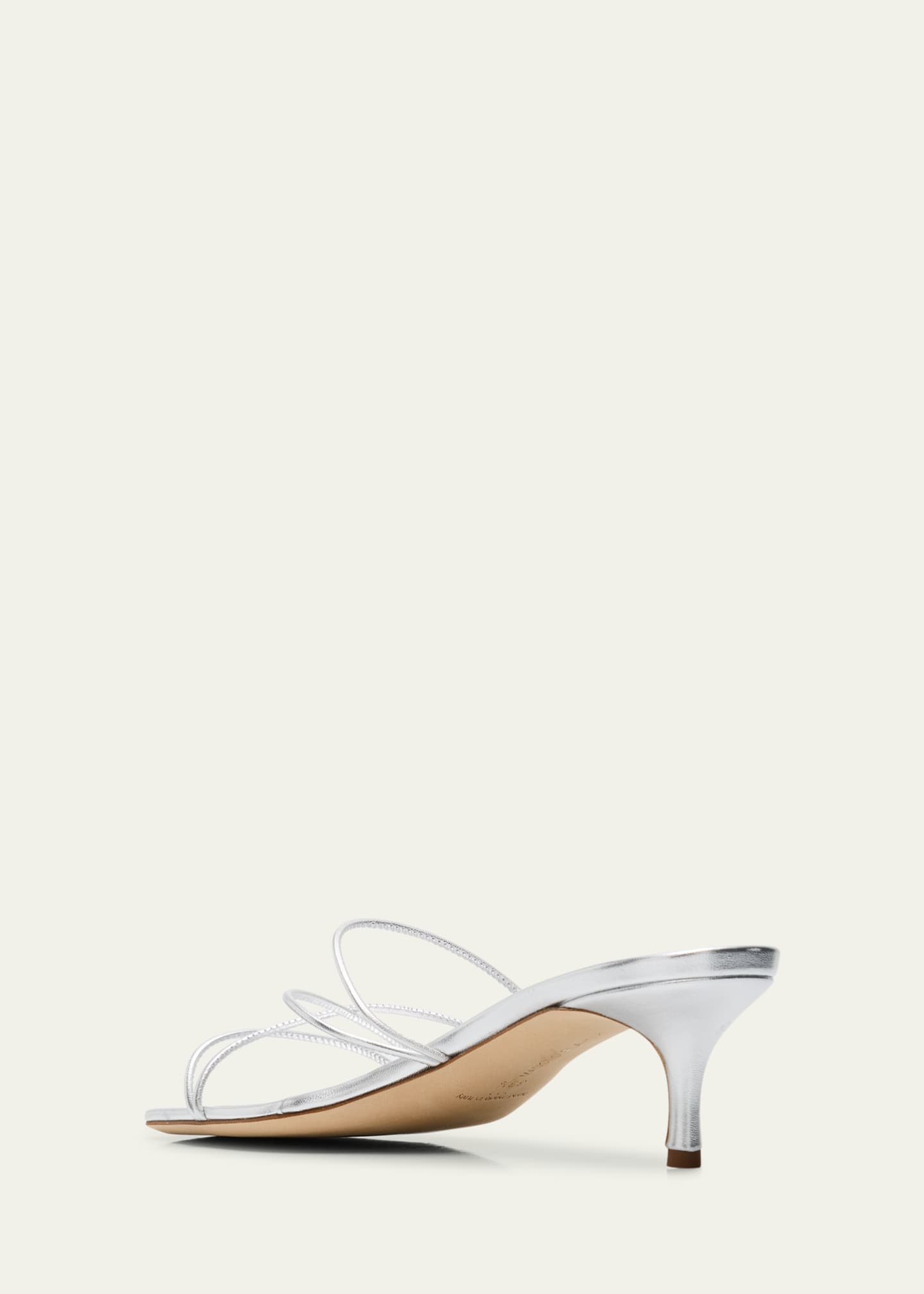 Manolo Blahnik Strappy Metallic Leather Slide Sandals Image 4 of 6