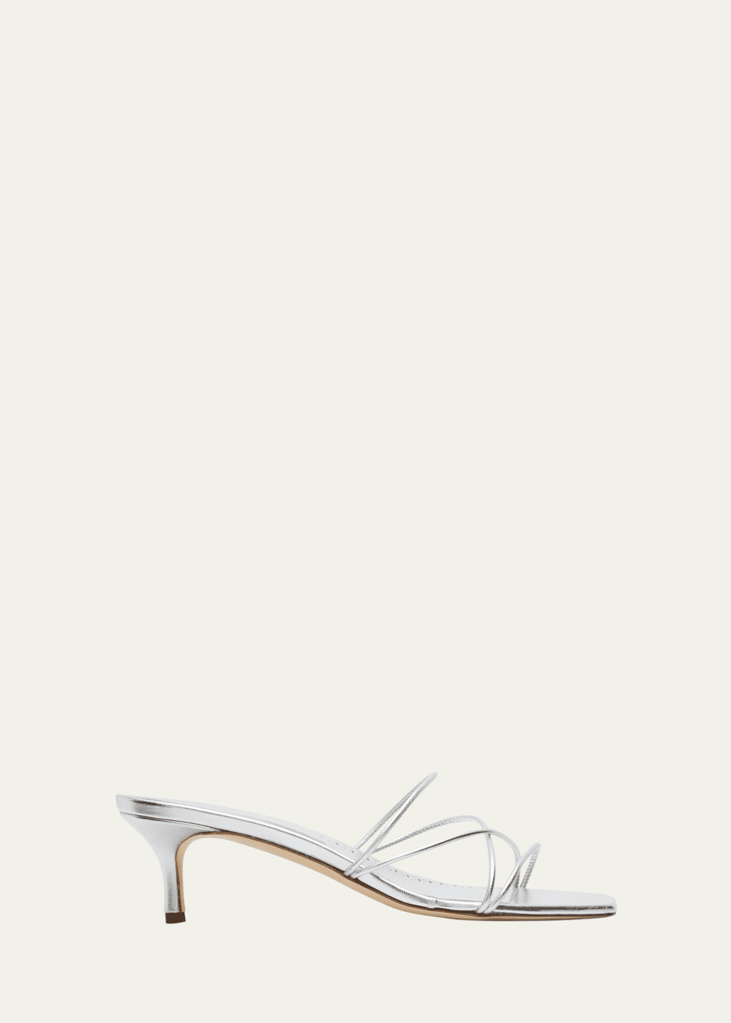Manolo Blahnik Strappy Metallic Leather Slide Sandals Image 1 of 6