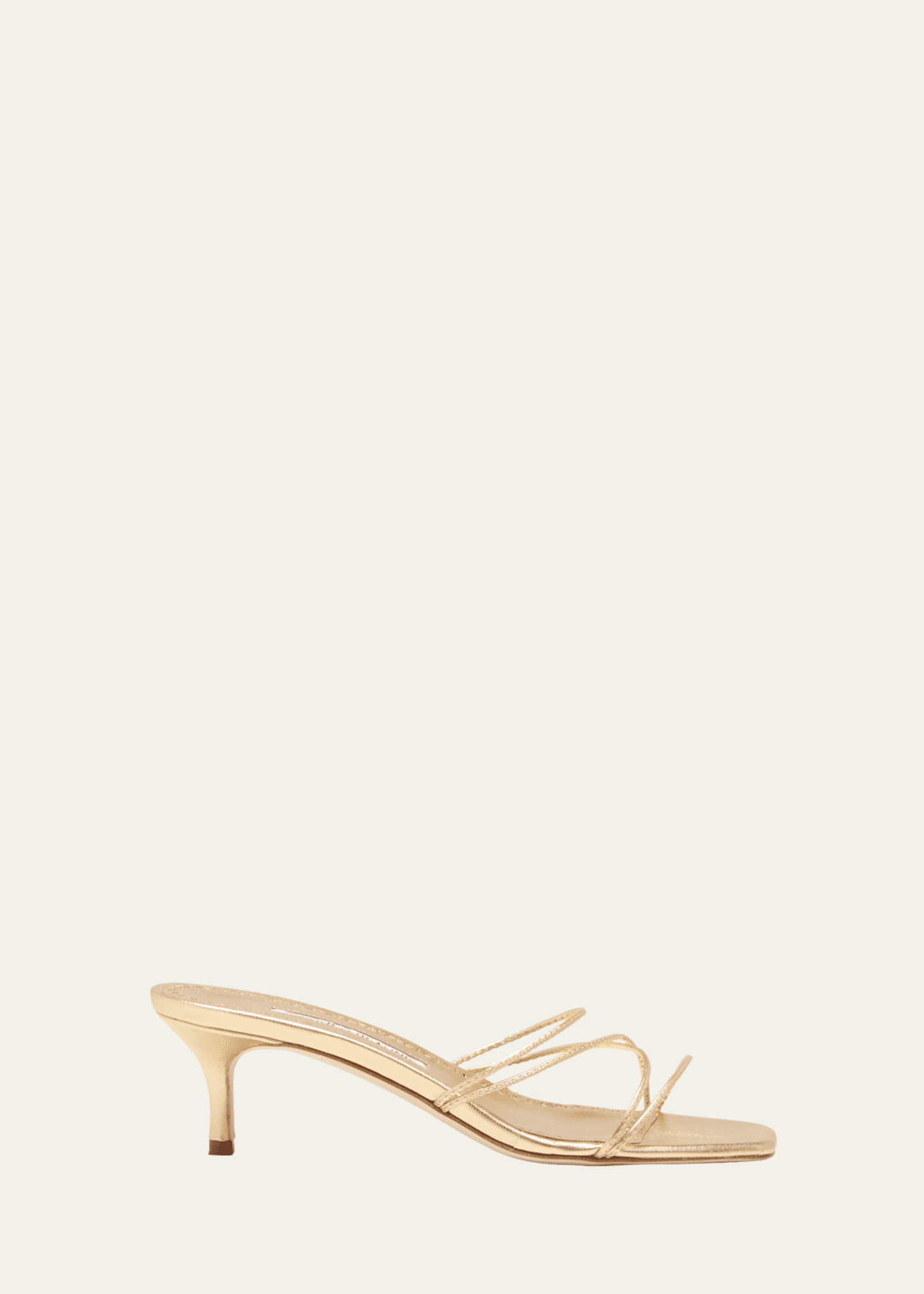 Manolo Blahnik Strappy Metallic Leather Slide Sandals Image 1 of 6