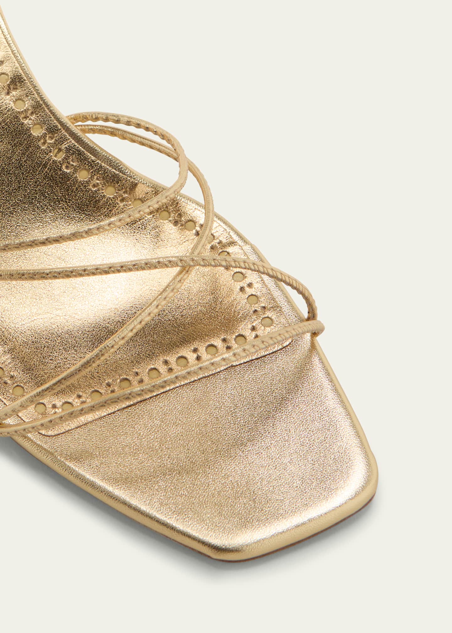 Manolo Blahnik Strappy Metallic Leather Slide Sandals Image 5 of 6
