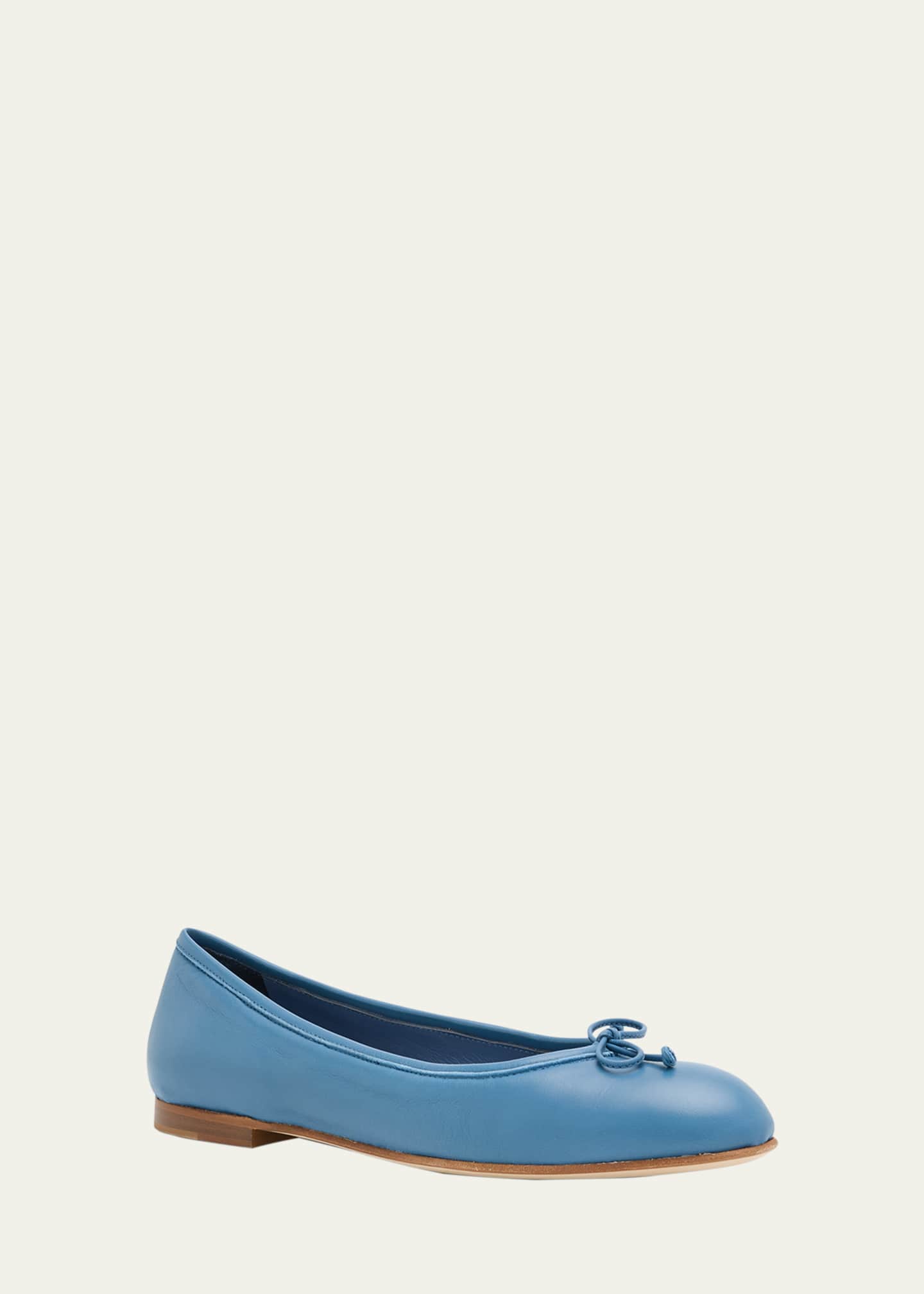Manolo Blahnik Veralli Leather Bow Ballerina Flats Image 3 of 6