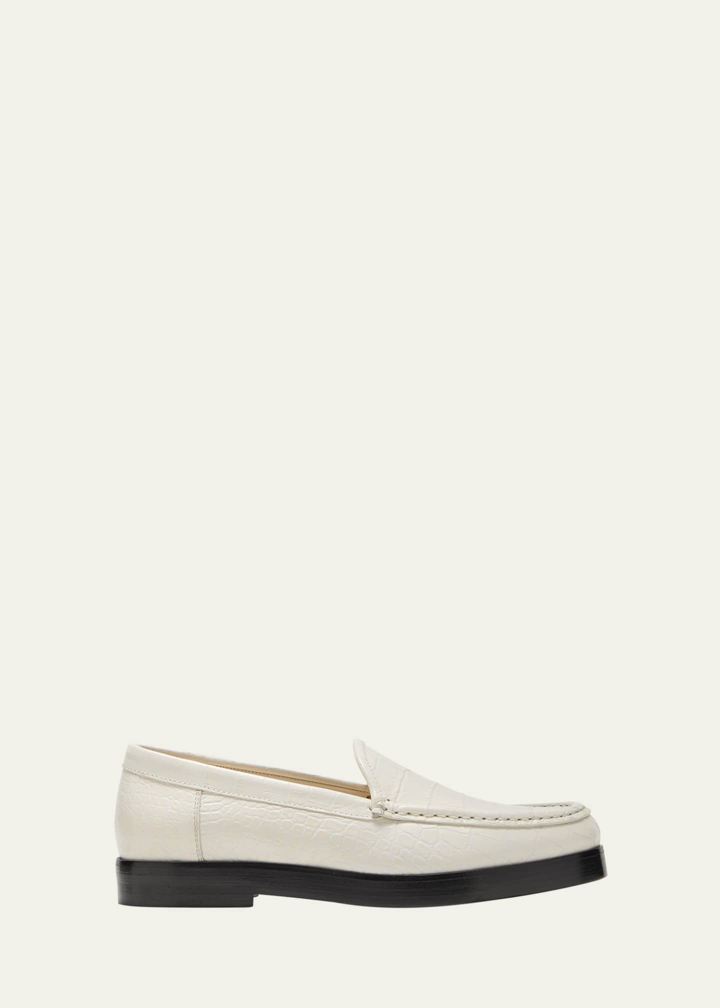 Manolo Blahnik Dinelio Croco Slip-On Loafers Image 1 of 3