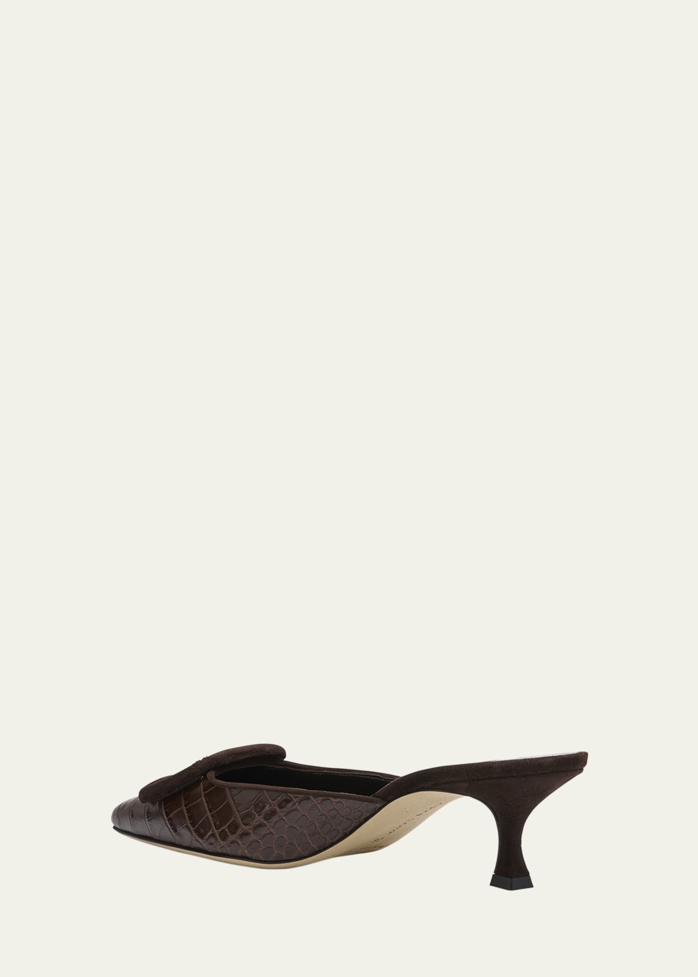 Manolo Blahnik Maysale Croco Buckle Mule Pumps Image 4 of 6