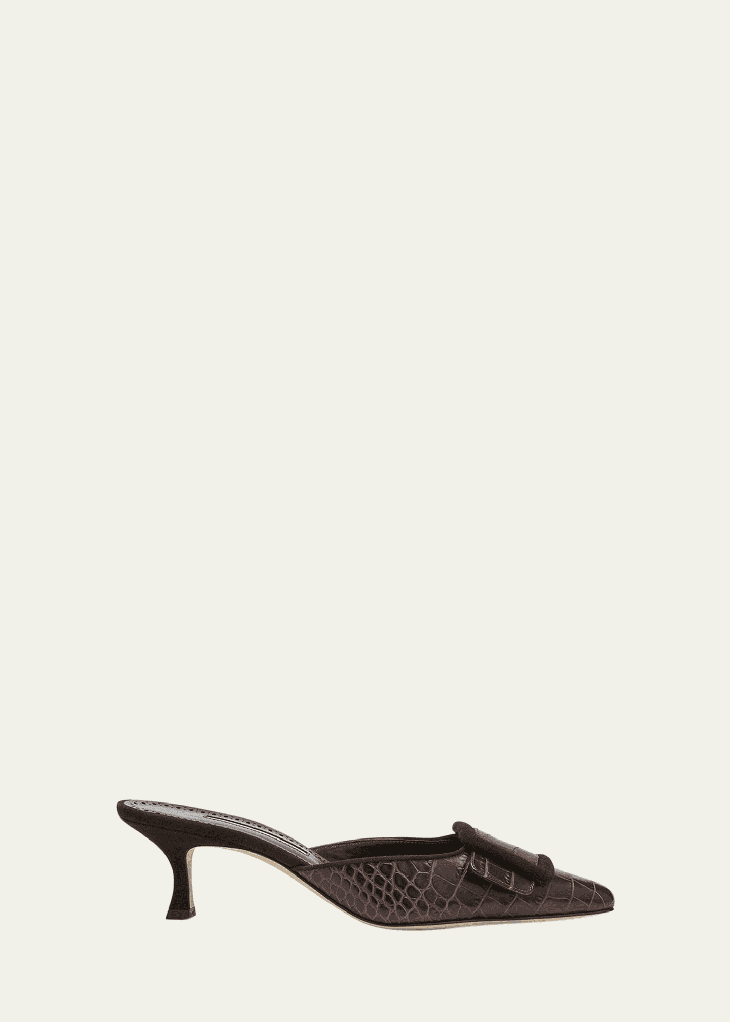 Manolo Blahnik Maysale Croco Buckle Mule Pumps Image 1 of 6