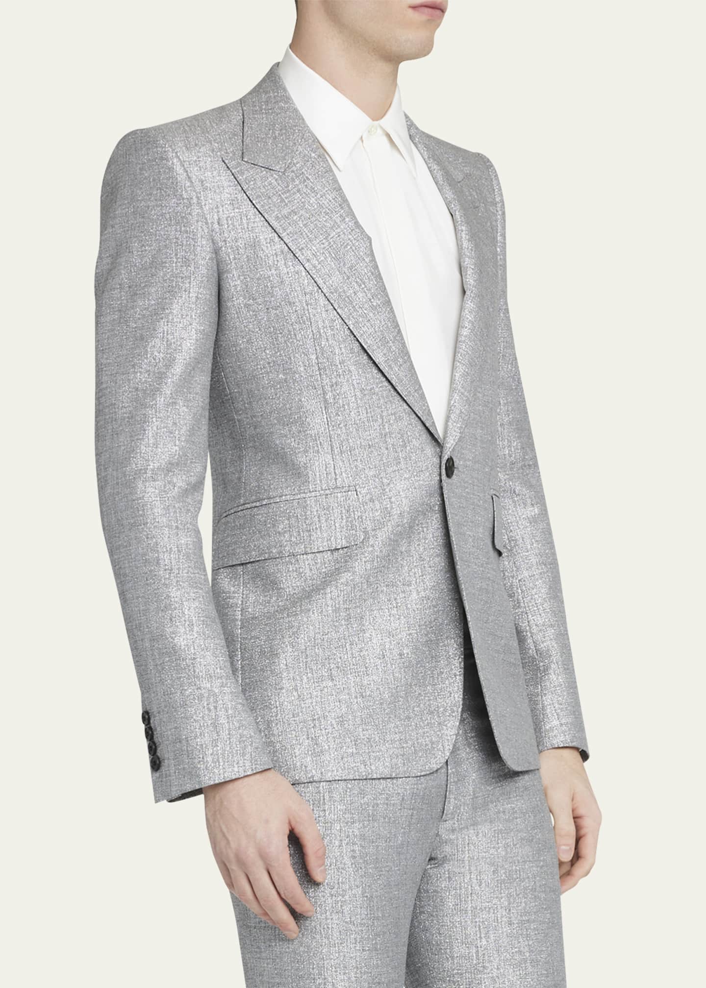 Alexander McQueen Men's Metallic Fitted Sport Coat Bergdorf Goodman