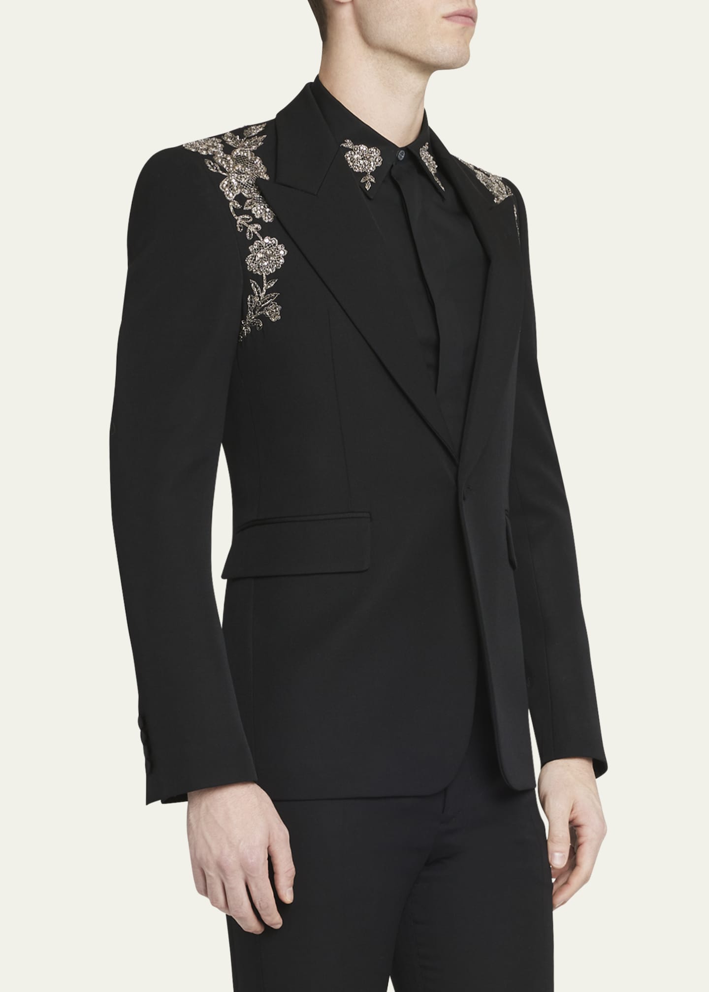 McQueen Men's Embroidered Harness Tuxedo Jacket Image 4 of 5