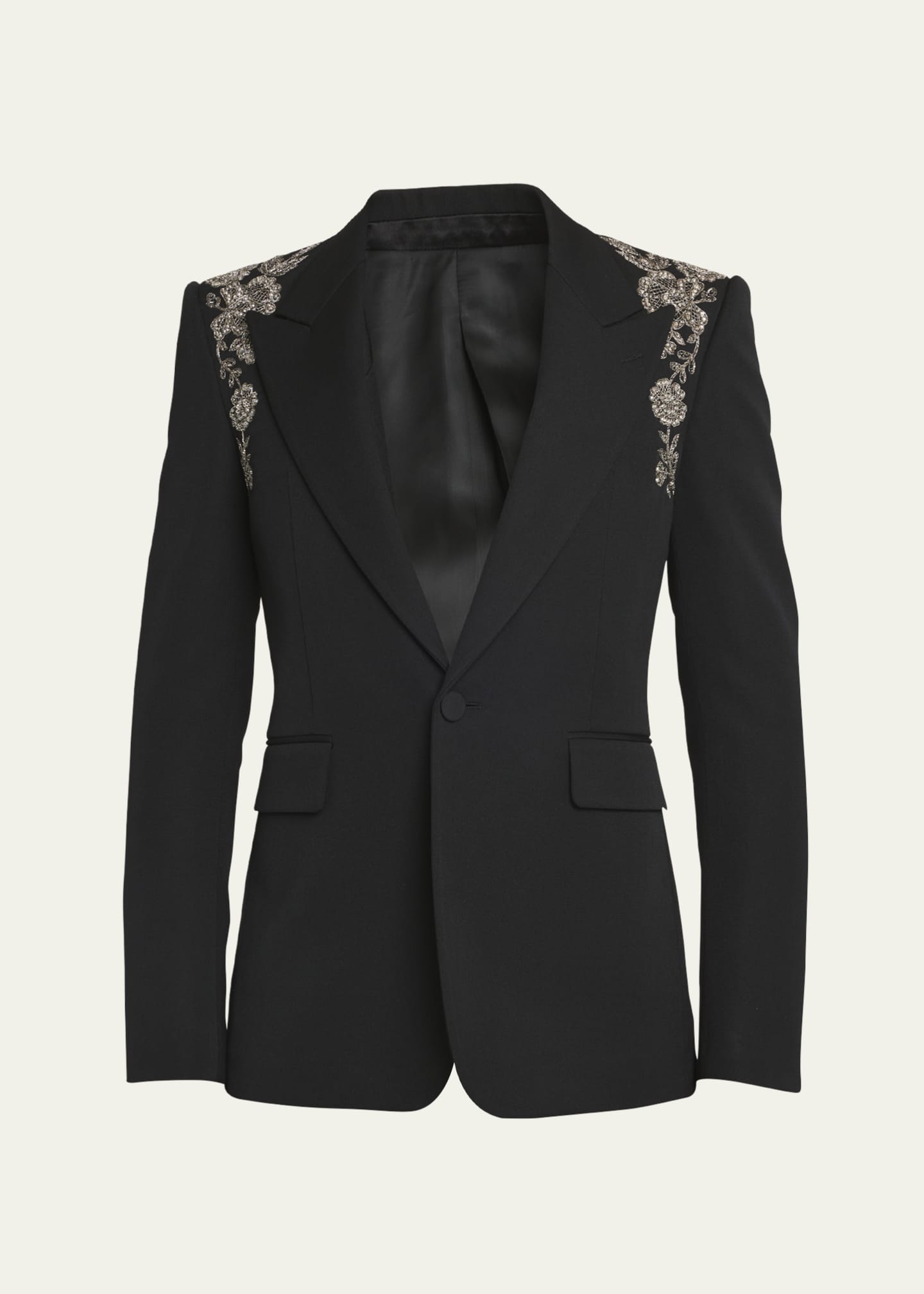 McQueen Men's Embroidered Harness Tuxedo Jacket Image 1 of 5