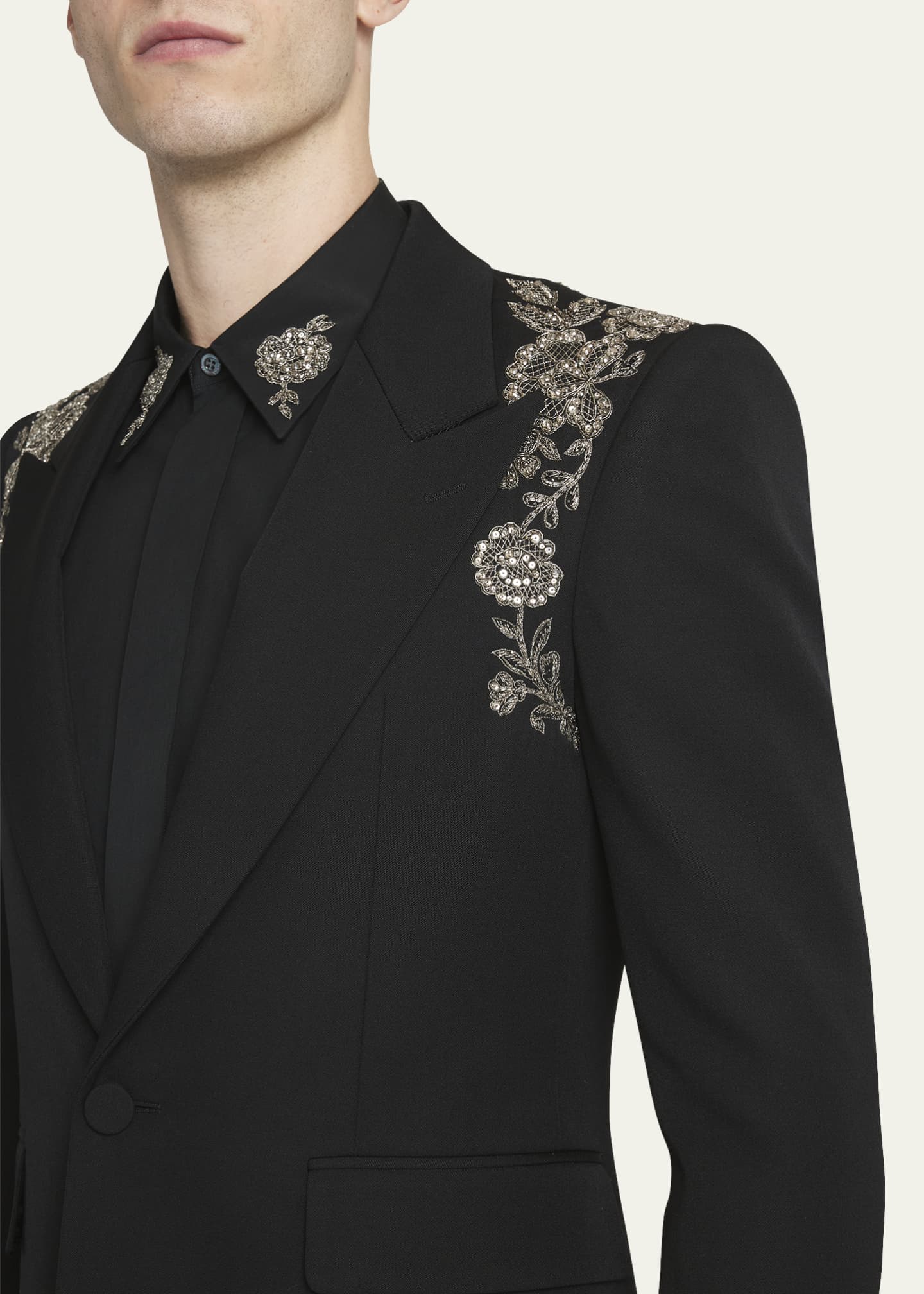 McQueen Men's Embroidered Harness Tuxedo Jacket Image 5 of 5