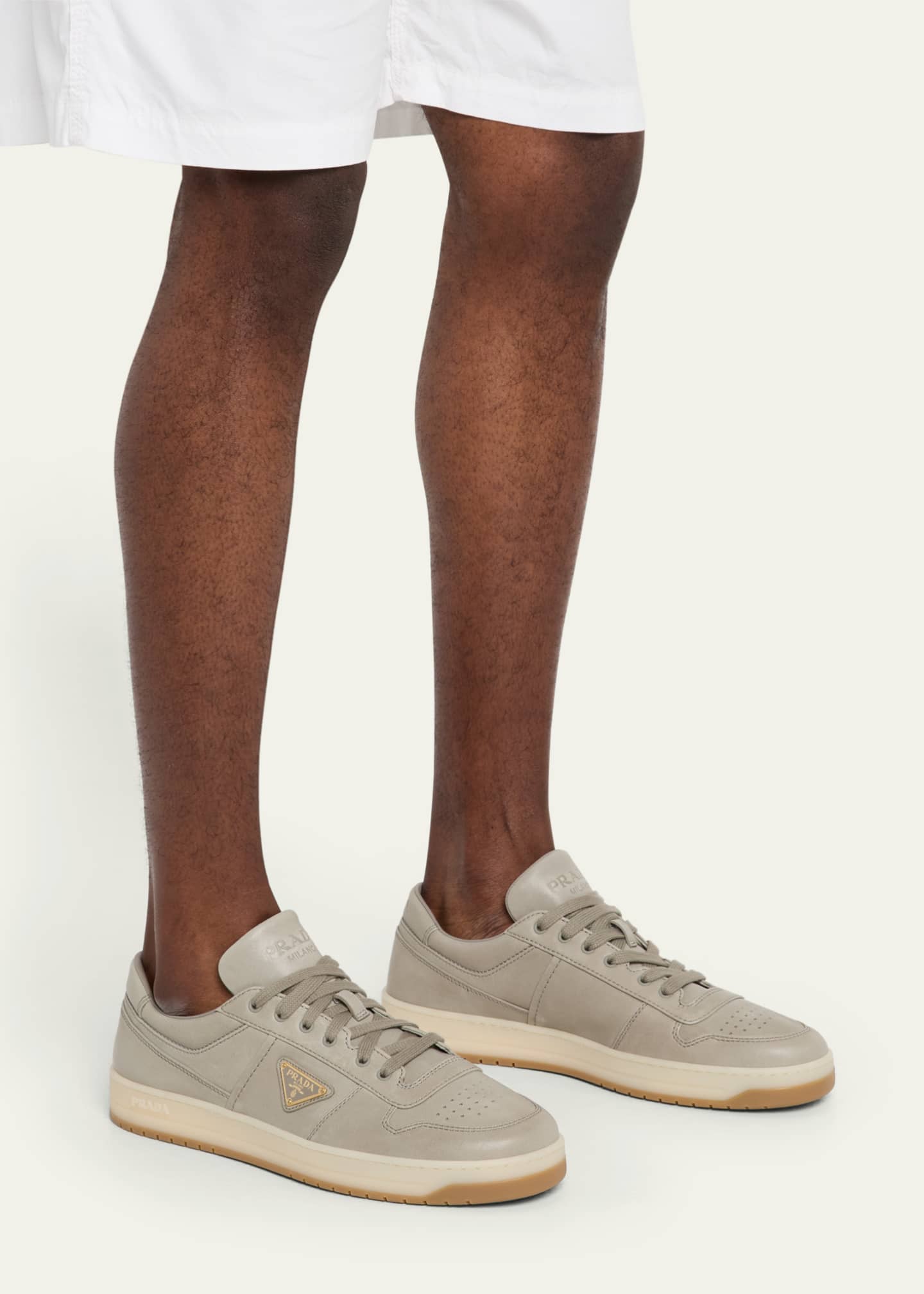 Prada Men's Downtown Napa Leather Low-Top Sneakers Image 2 of 6