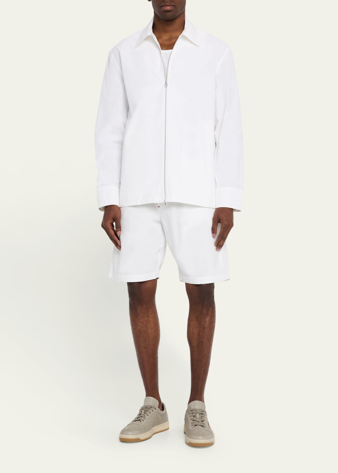 Prada Men's Downtown Napa Leather Low-Top Sneakers Image 3 of 6