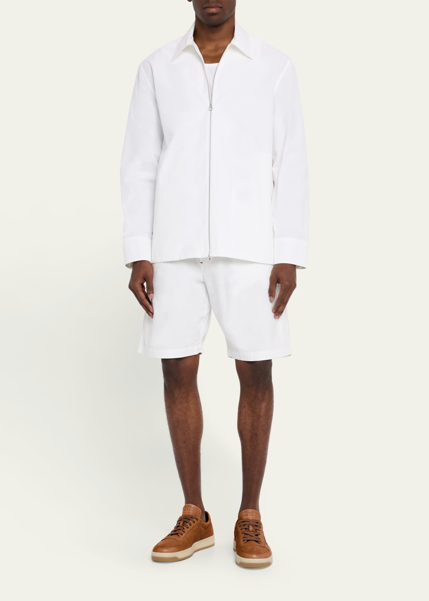 Prada Men's Downtown Napa Leather Low-Top Sneakers Image 2 of 5