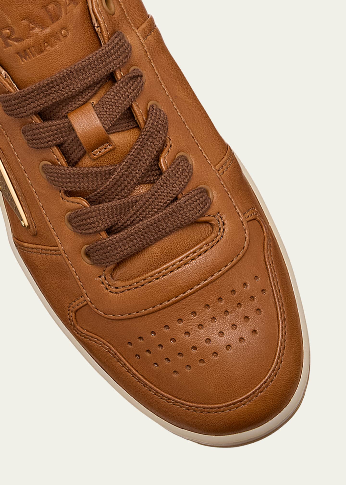 Prada Men's Downtown Napa Leather Low-Top Sneakers Image 4 of 5