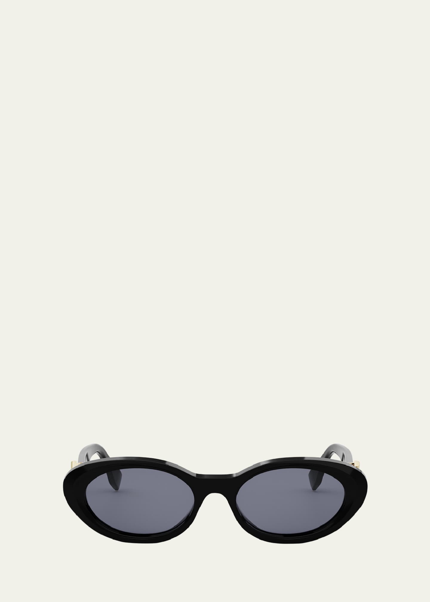 Fendi Fendi Diamond Black Acetate Oval Sunglasses Bergdorf Goodman