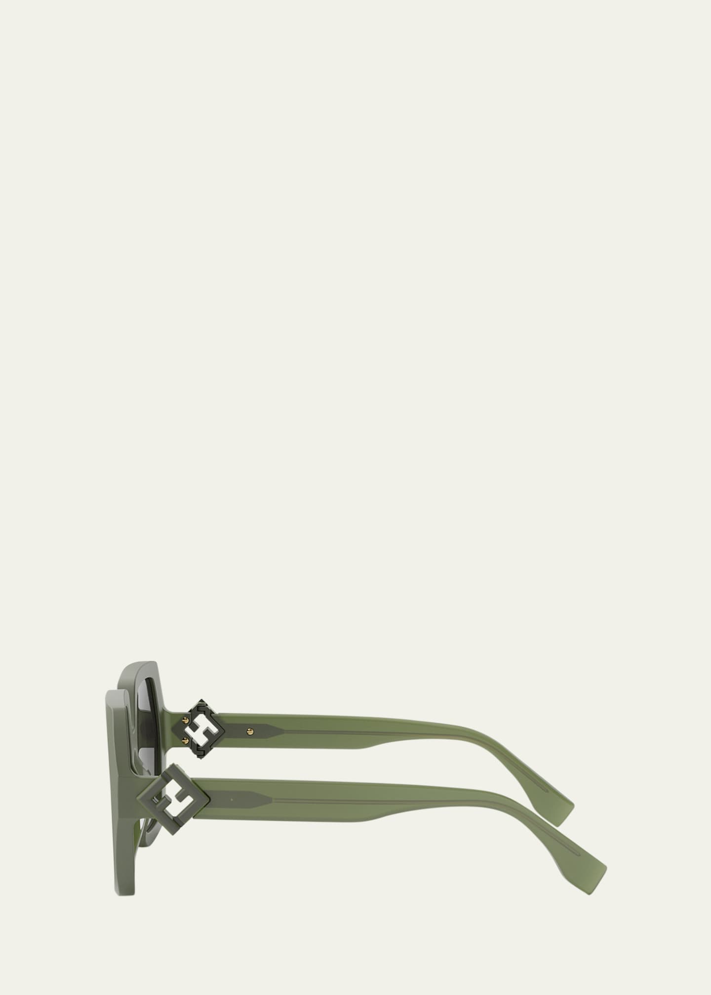 Fendi Fendi Diamond Green Acetate Square Sunglasses Image 3 of 3
