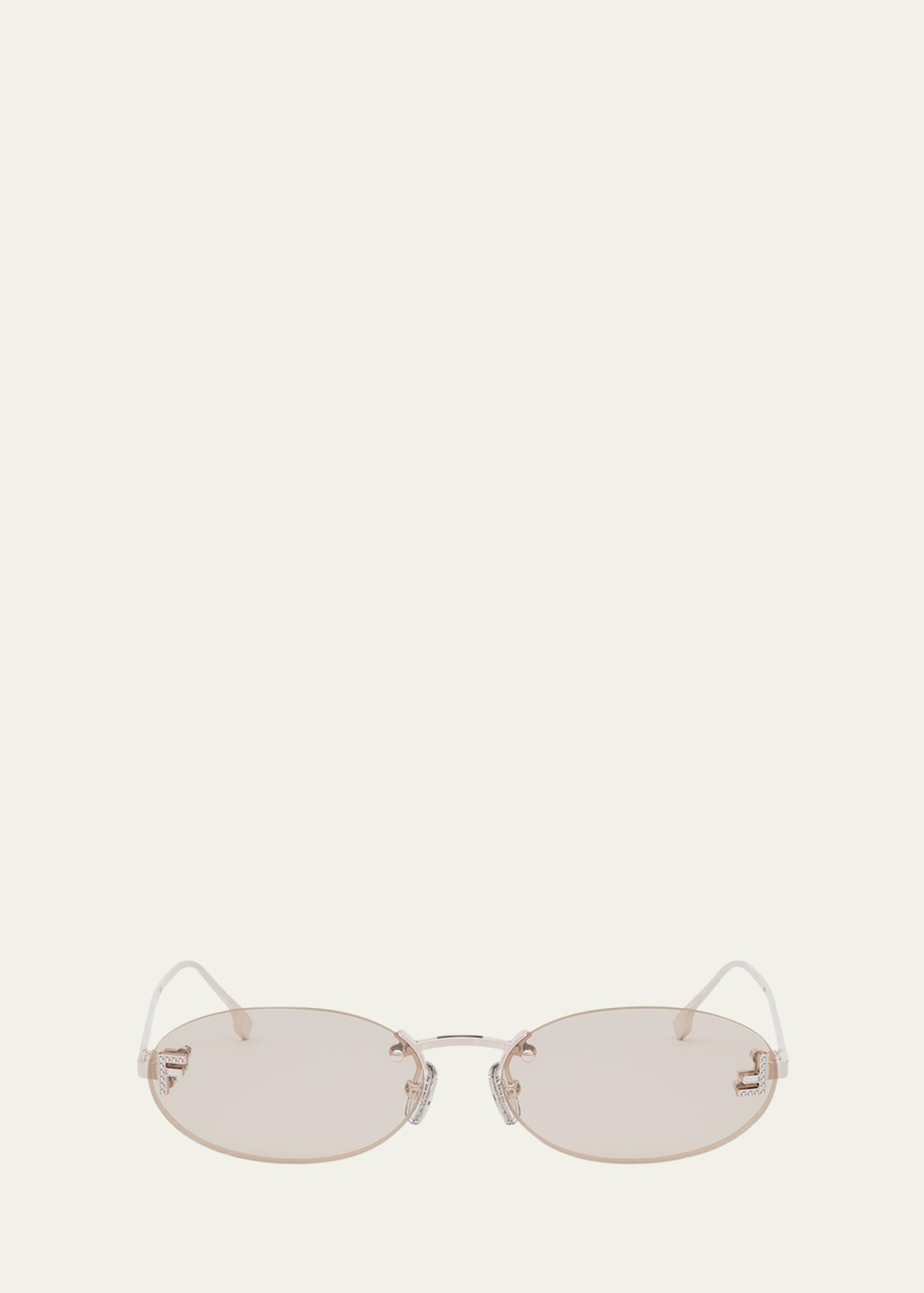 Fendi Embellished FF Oval Metal Sunglasses - Bergdorf Goodman