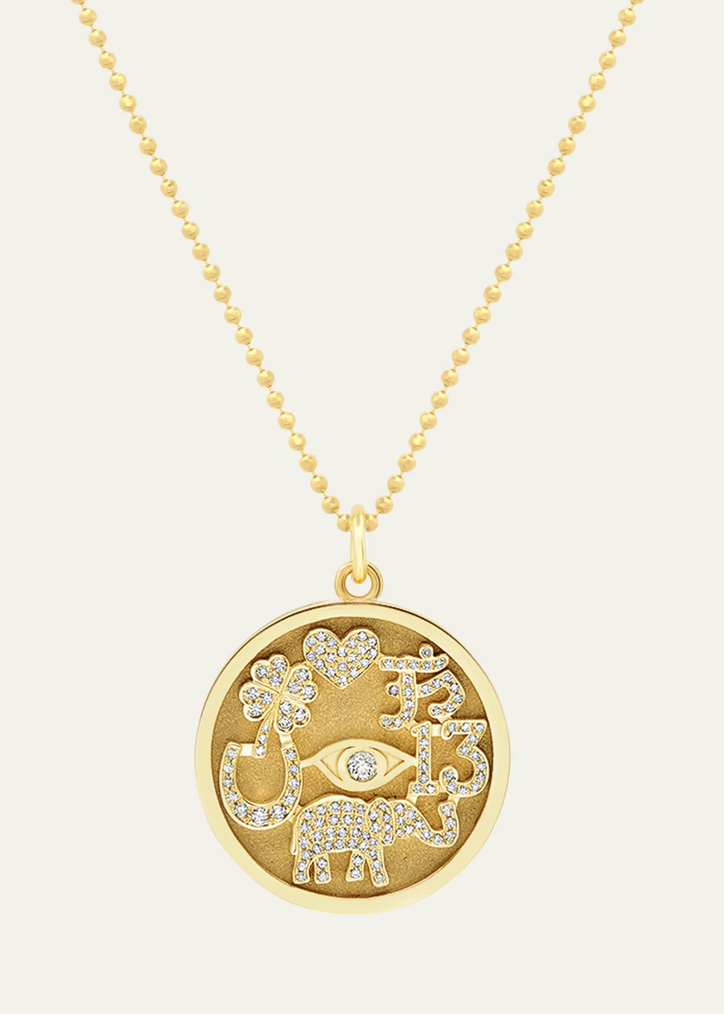 Jennifer Meyer 18k Yellow Gold Good Luck Diamond Pendant Necklace Image 3 of 3