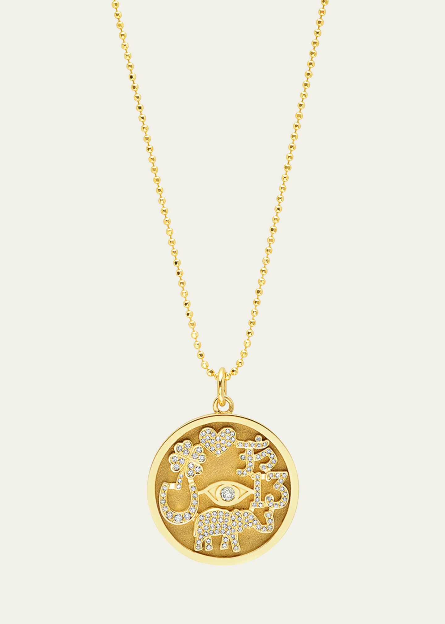 Jennifer Meyer 18k Yellow Gold Good Luck Diamond Pendant Necklace Image 1 of 3