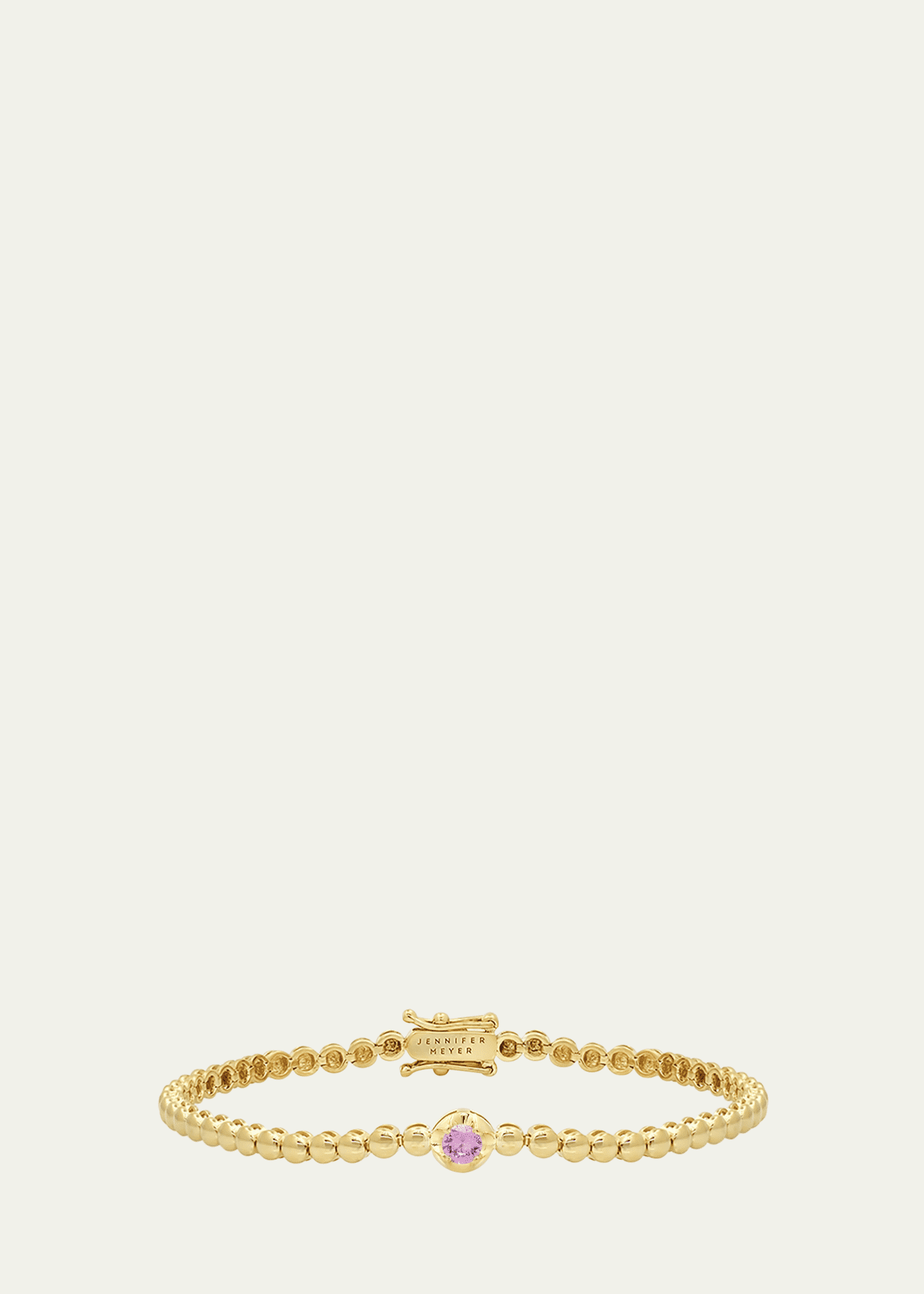 Jennifer Meyer 18K Yellow Gold Mini Bezel Tennis Bracelet with Pink Sapphire Image 1 of 2