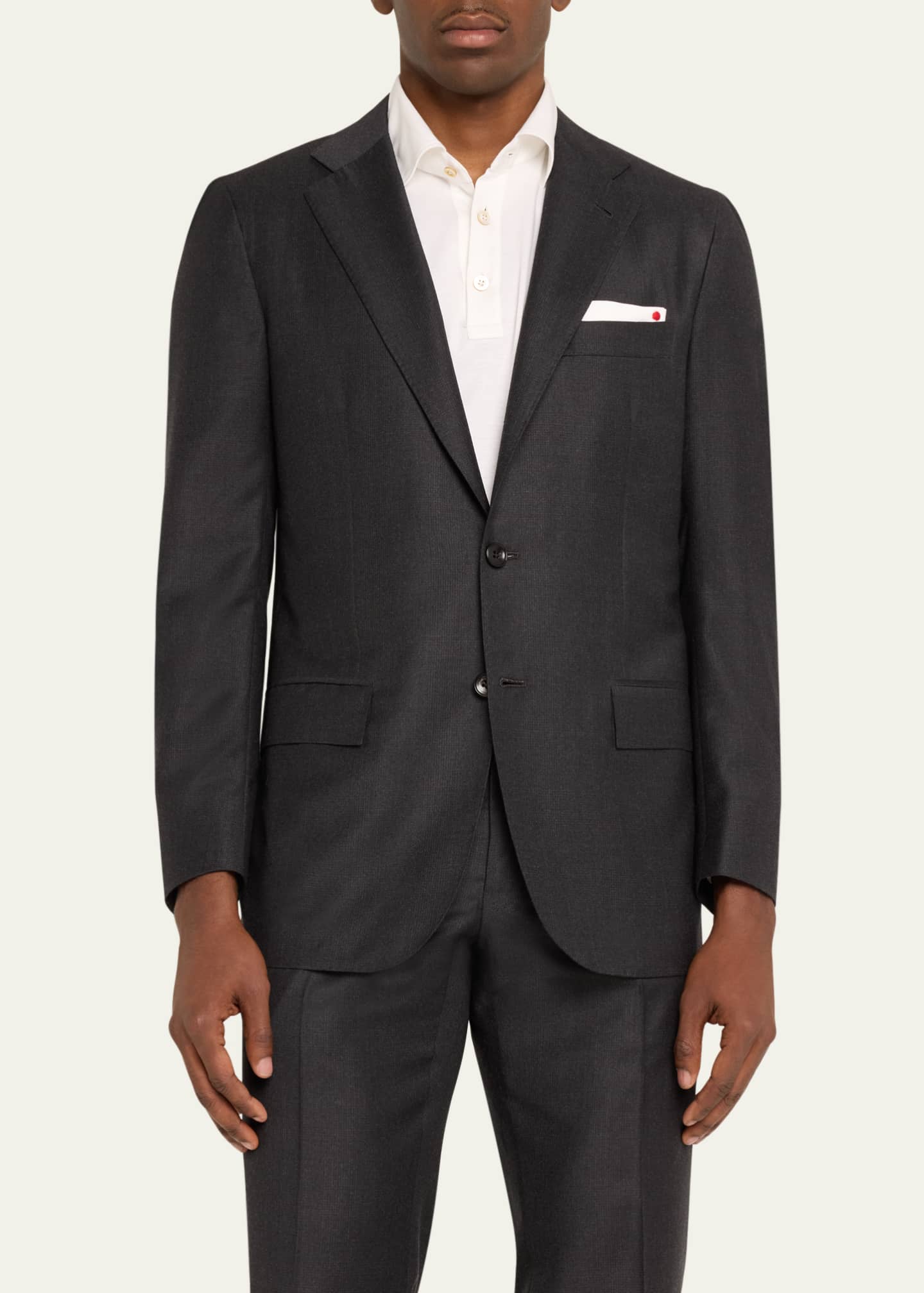 Kiton Men's Tonal Plaid Wool Suit Image 4 of 5