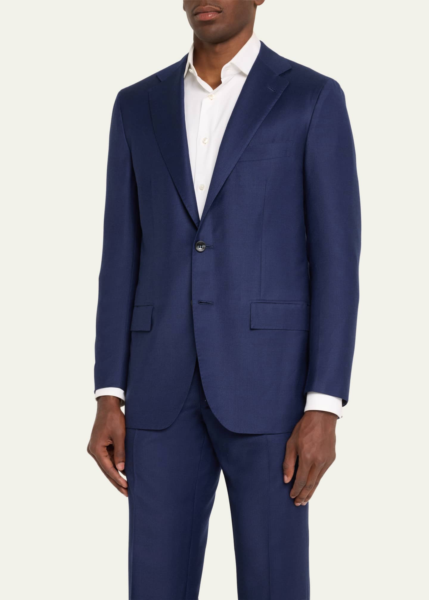 Kiton Men's Tonal Plaid Wool Suit Image 4 of 5