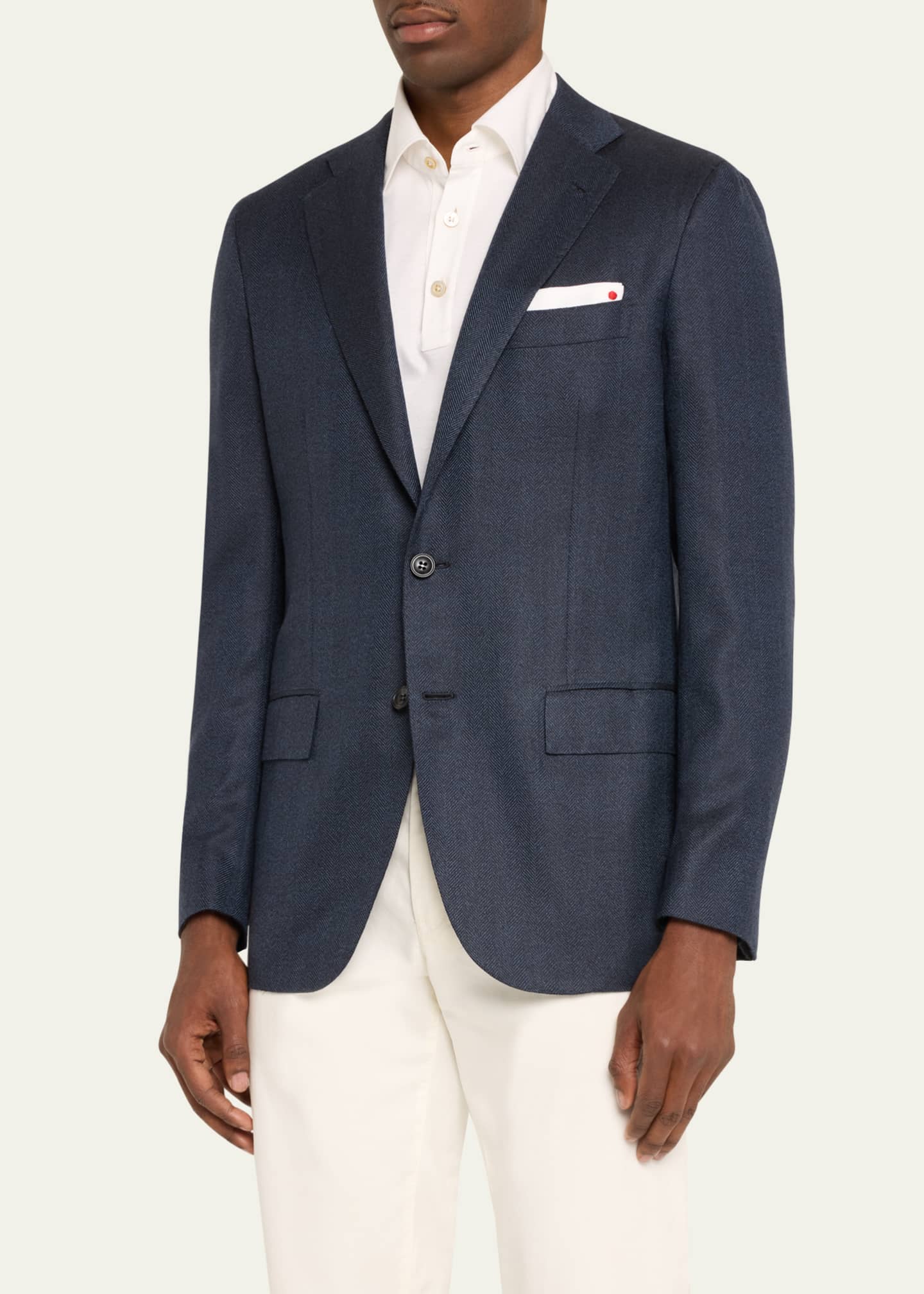 Kiton Men's Herringbone Sport Coat Image 4 of 5