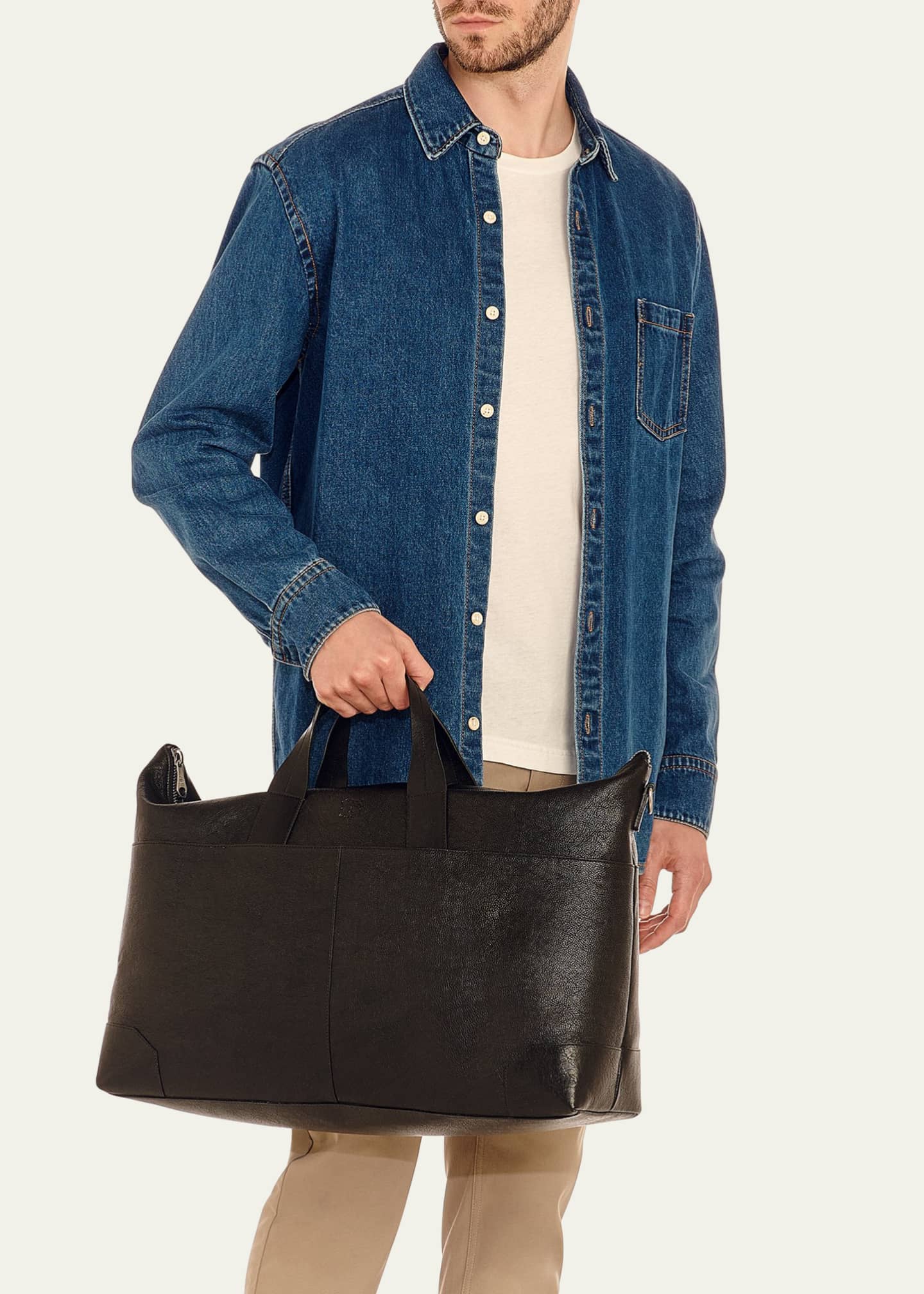 Il Bisonte Men's Galileo Leather Travel Bag Image 2 of 5