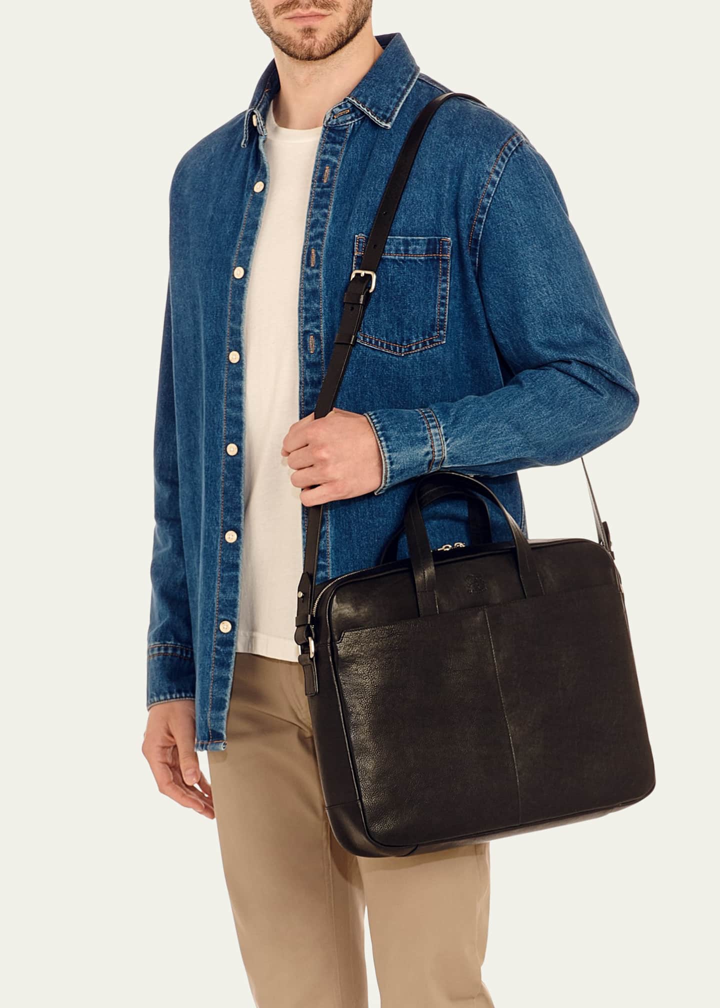 Il Bisonte Men's Galileo Leather Briefcase Image 5 of 5