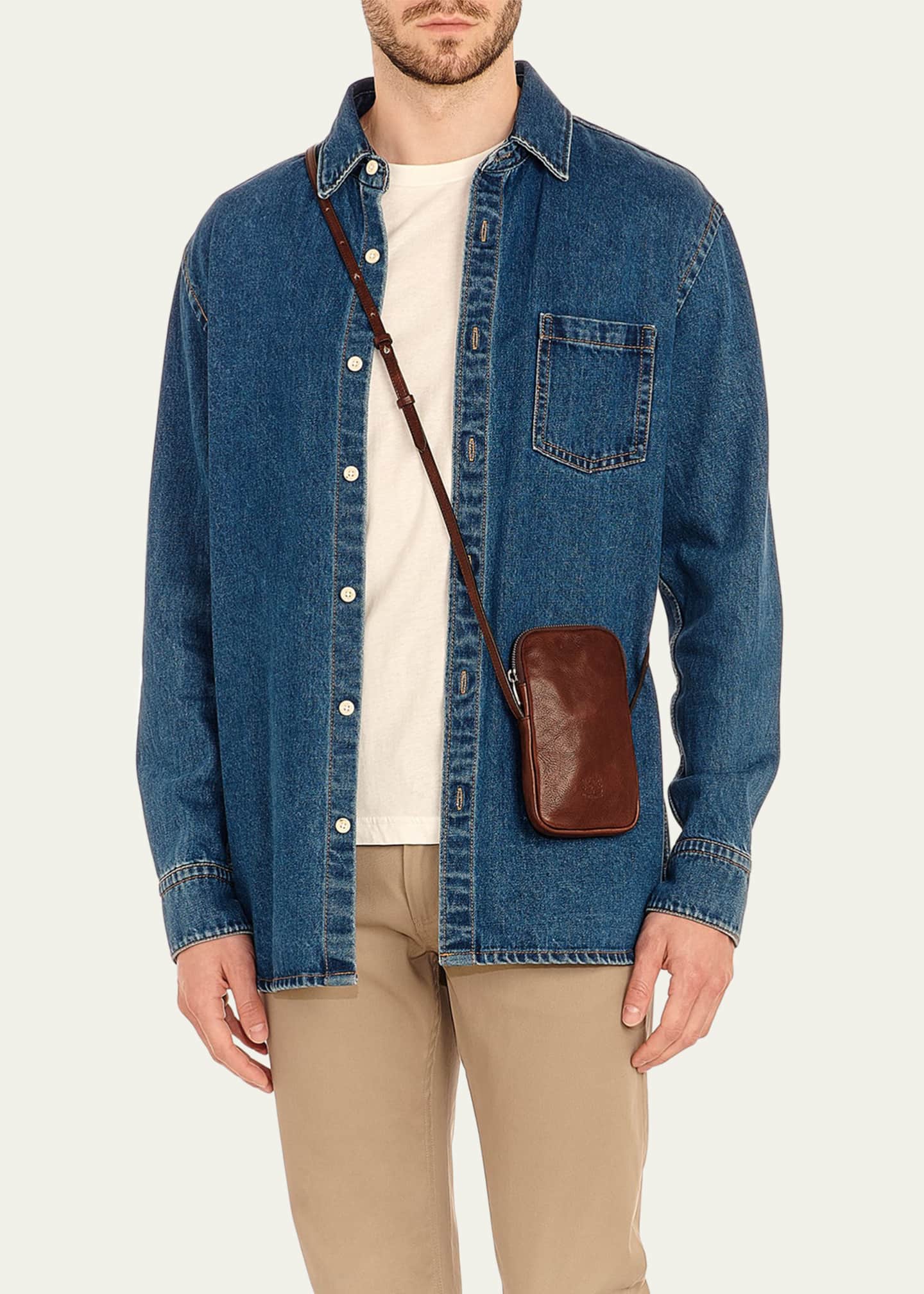 Il Bisonte Men's Galileo Leather Crossbody Bag Image 4 of 4
