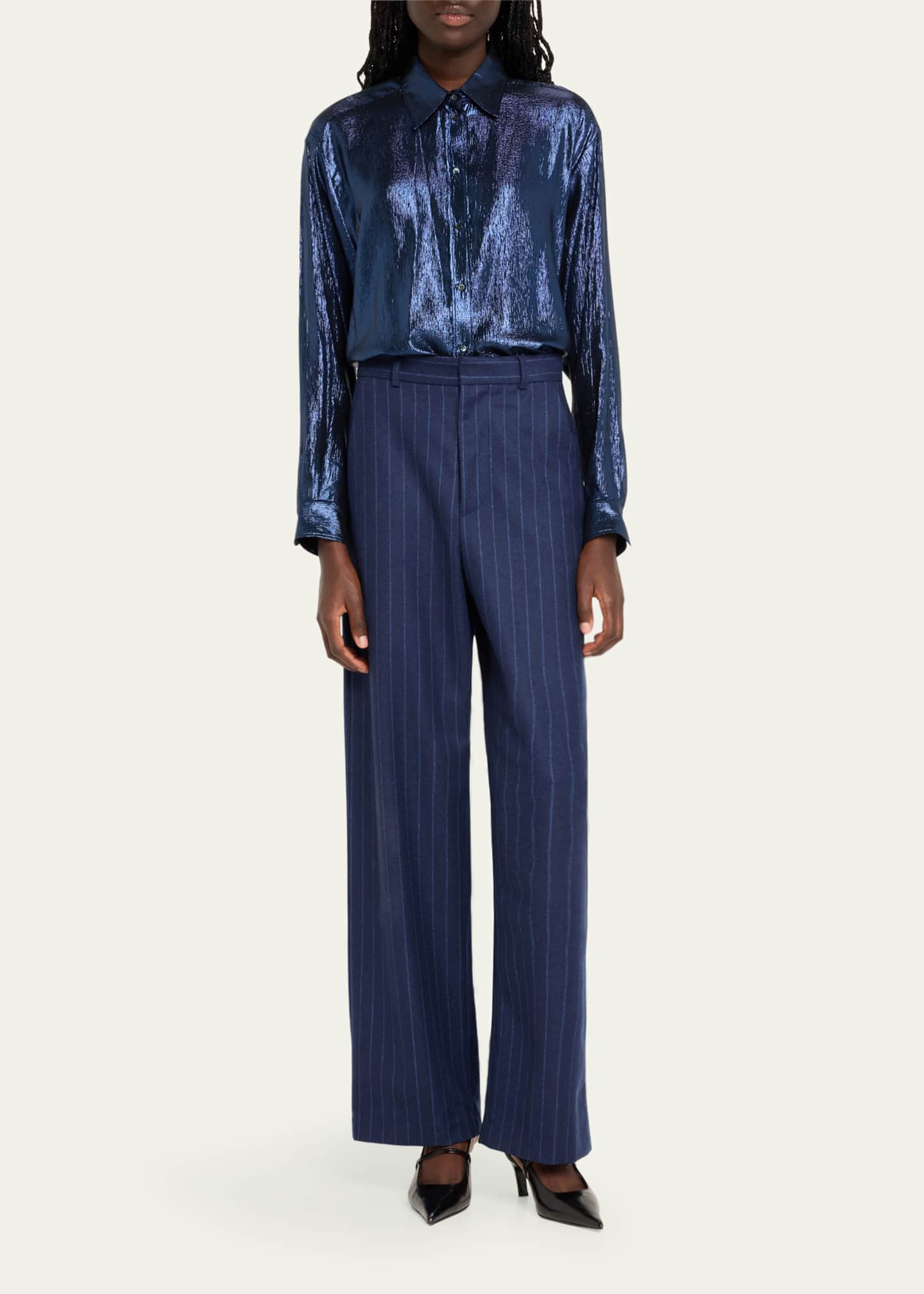 INDRESS Marilyn Button Down Metallic Voile Blouse Image 2 of 5