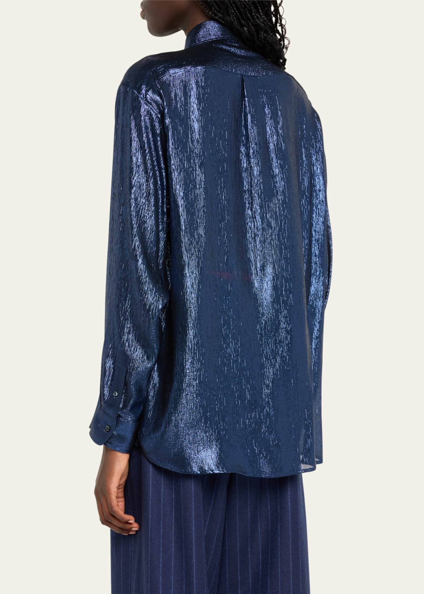 INDRESS Marilyn Button Down Metallic Voile Blouse Image 3 of 5