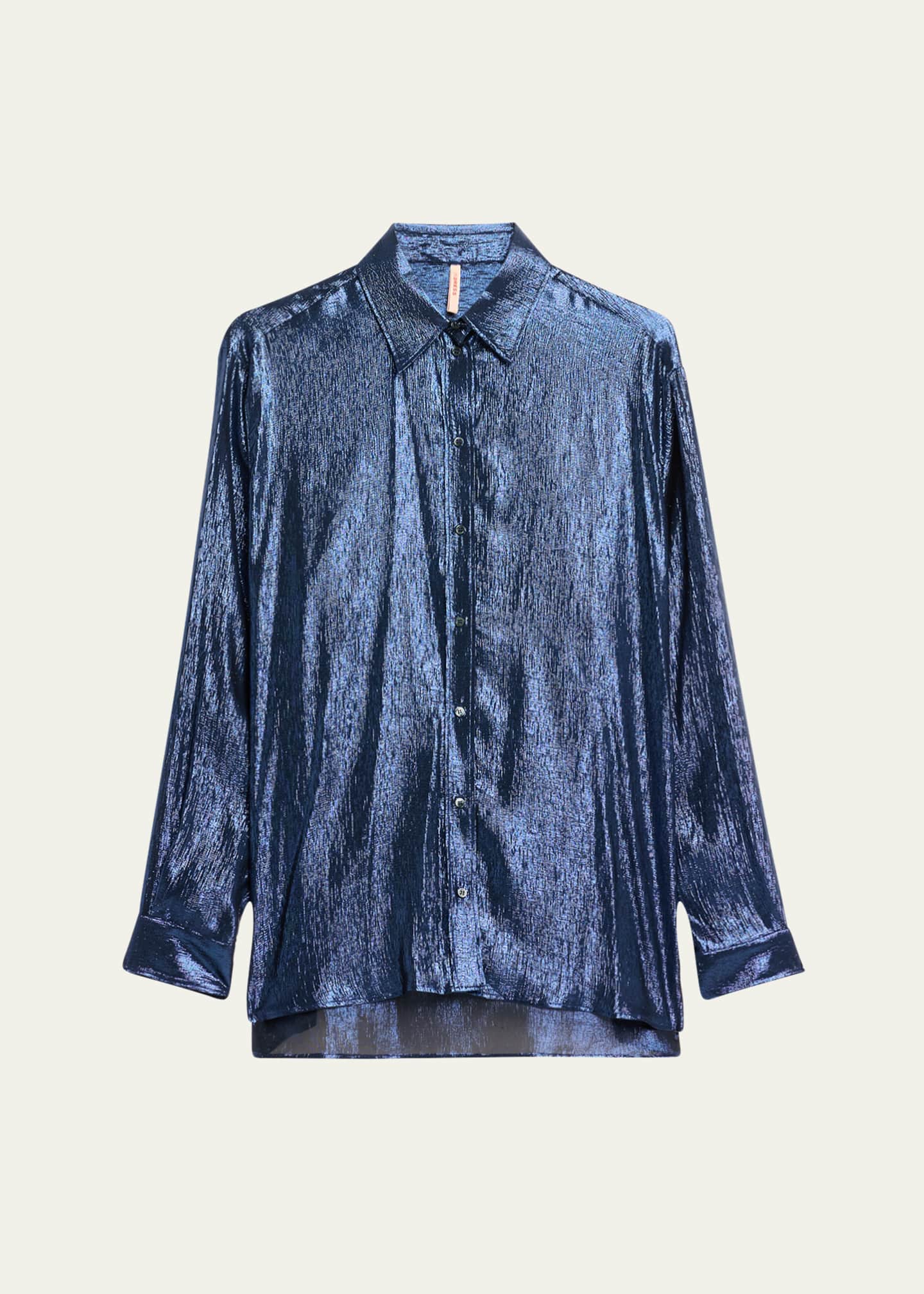 INDRESS Marilyn Button Down Metallic Voile Blouse Image 1 of 5