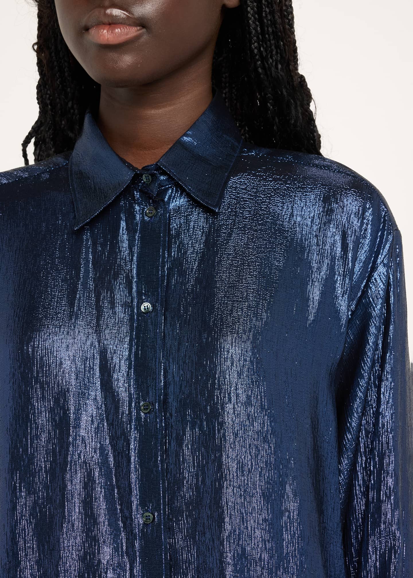 INDRESS Marilyn Button Down Metallic Voile Blouse Image 5 of 5