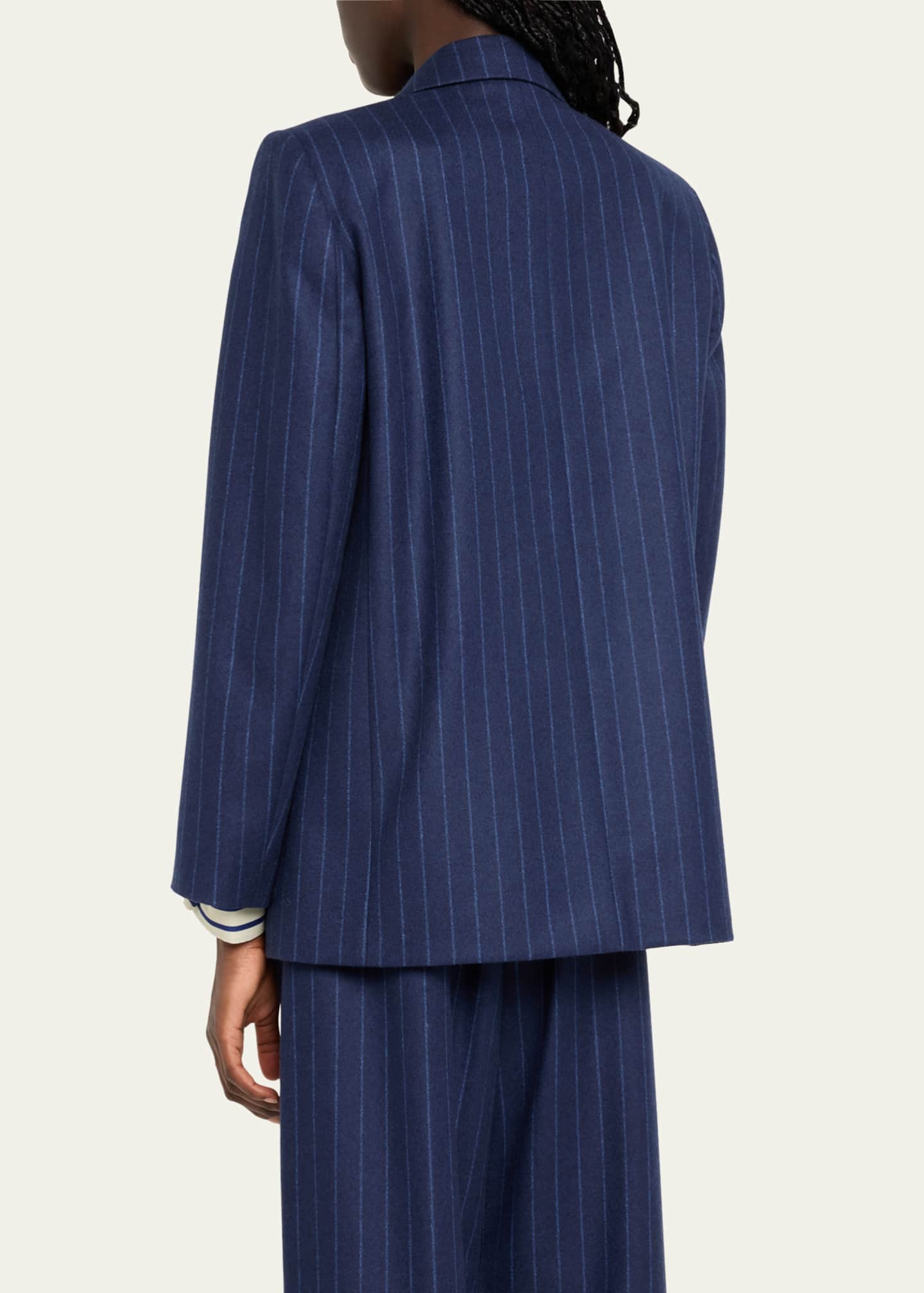 INDRESS Ava Pinstripe English Flannel Wool Jacket Image 3 of 5